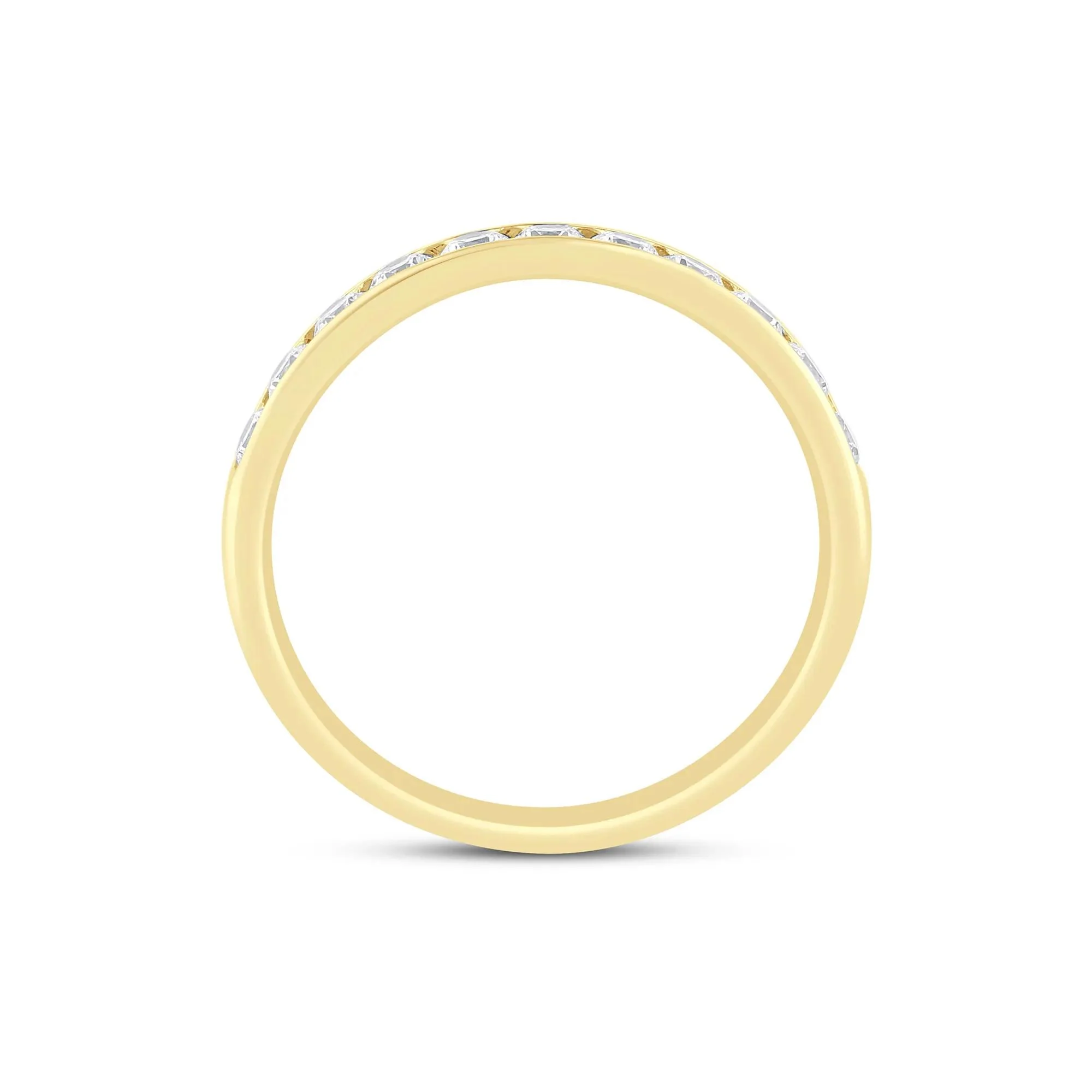 Diamond Channel Band Ring 14K Yellow Gold (1/2ct. Tw.) Round Brilliant Cut Size 6.5 3mm - Image 2