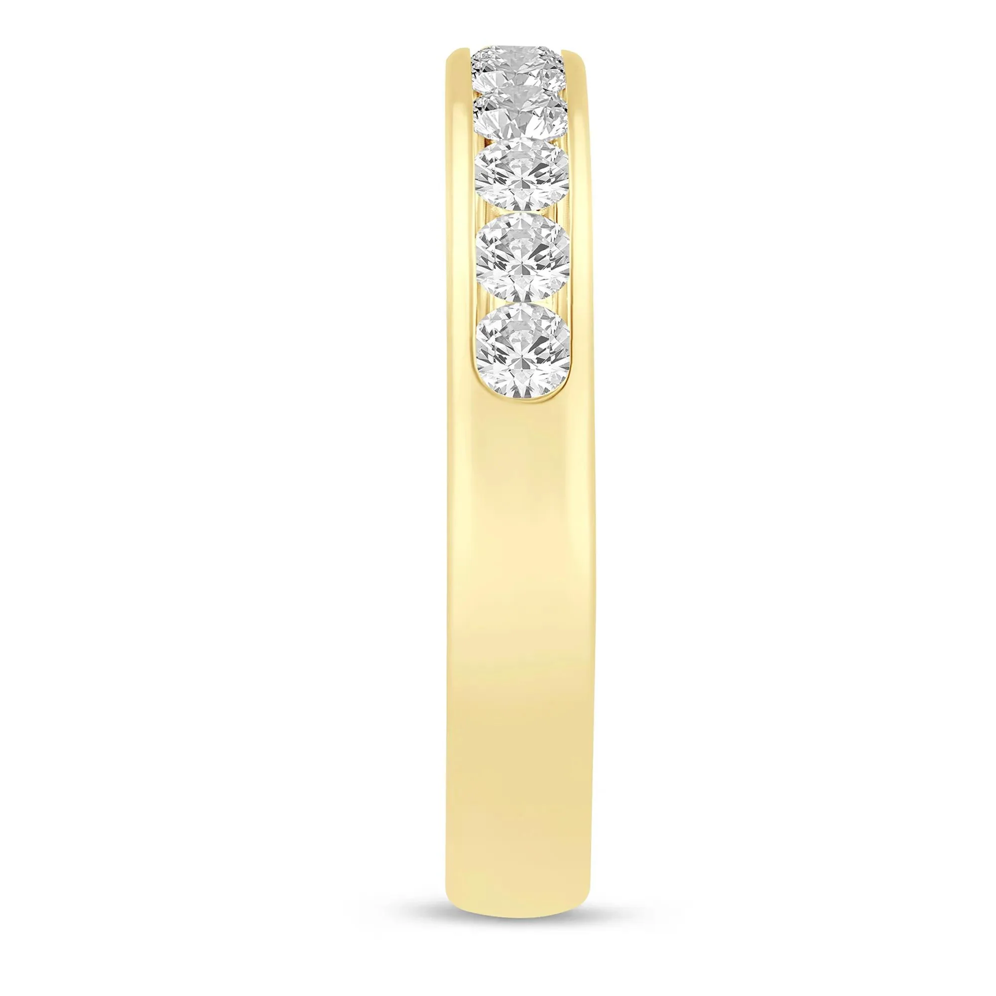 Diamond Channel Band Ring 14K Yellow Gold (1/2ct. Tw.) Round Brilliant Cut Size 8 3mm - Image 3