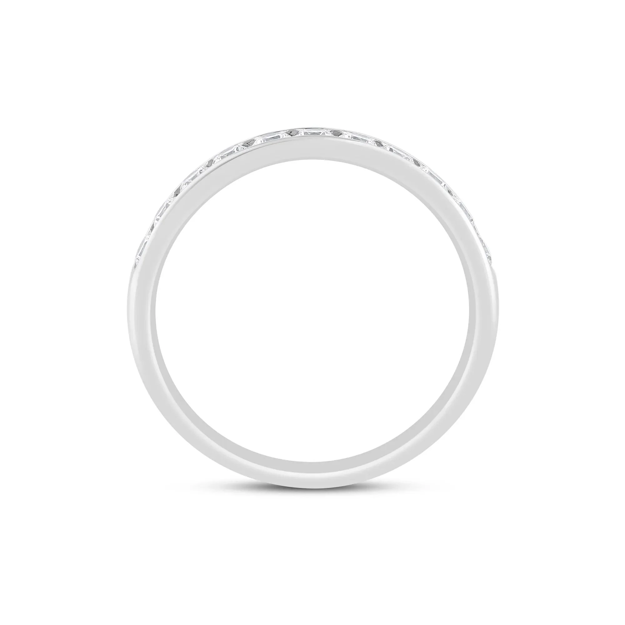 Diamond Channel Band Ring 14K White Gold (1/2ct. Tw.) Round Brilliant Cut Size 7 3mm - Image 2