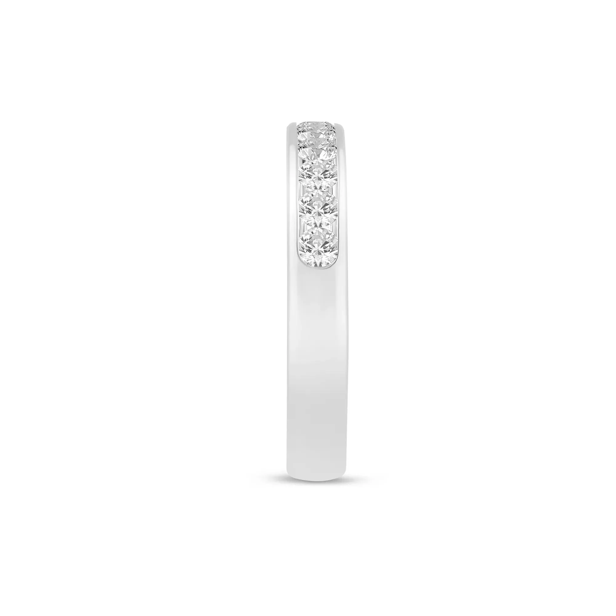 Diamond Channel Band Ring 14K White Gold (1/2ct. Tw.) Round Brilliant Cut Size 8 3mm - Image 3