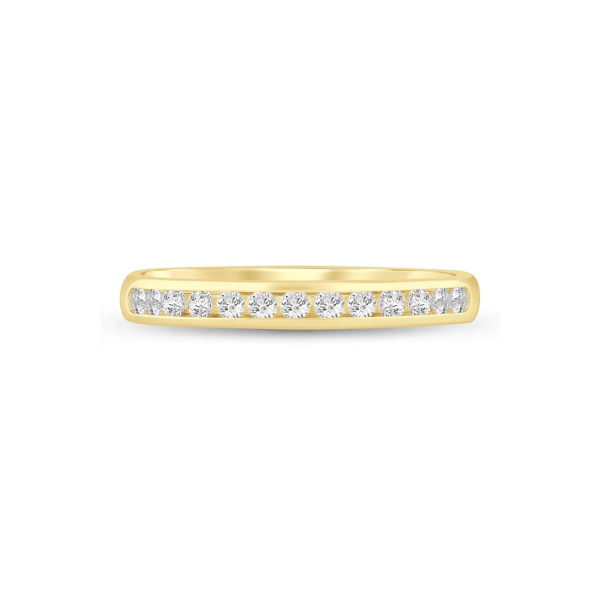 1/4 CT. Tw. Diamond Channel Band Ring 14K Yellow Gold Round Brilliant Cut Size 6.5 2mm
