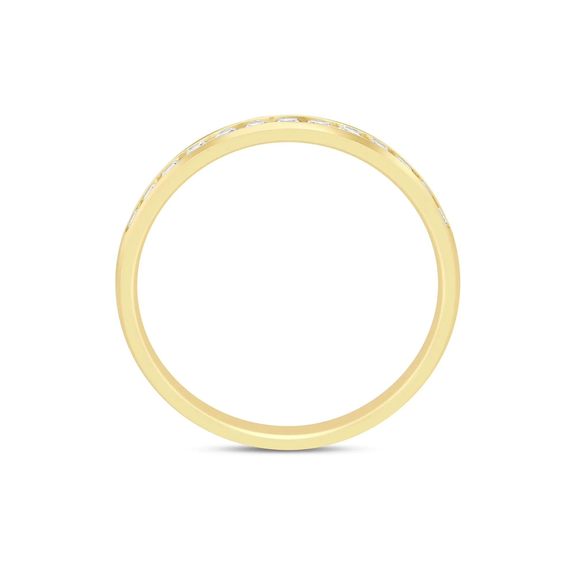 1/4 CT. Tw. Diamond Channel Band Ring 14K Yellow Gold Round Brilliant Cut Size 6.5 2mm - Image 2