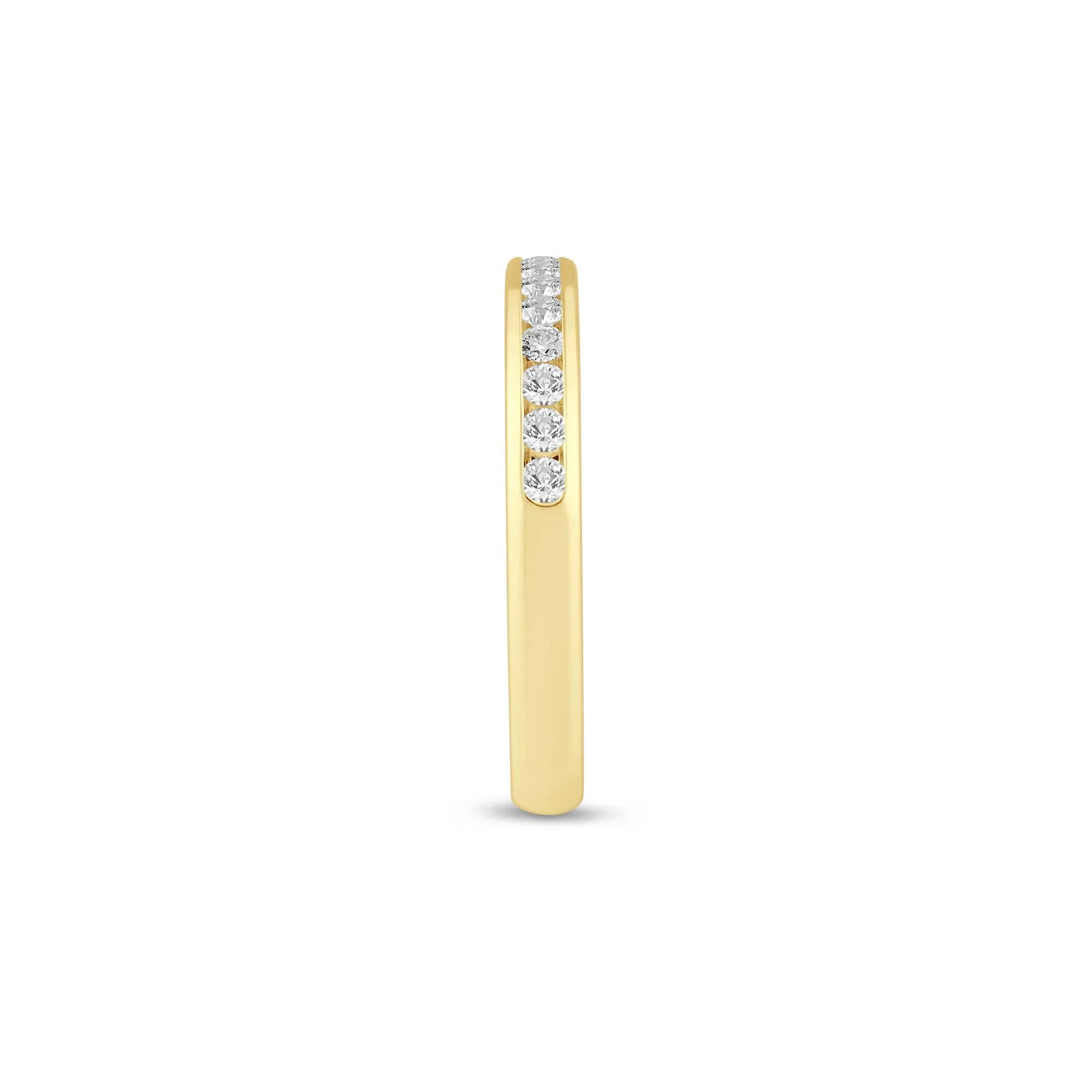 1/4 CT. Tw. Diamond Channel Band Ring 14K Yellow Gold Round Brilliant Cut Size 7 2mm - Image 3