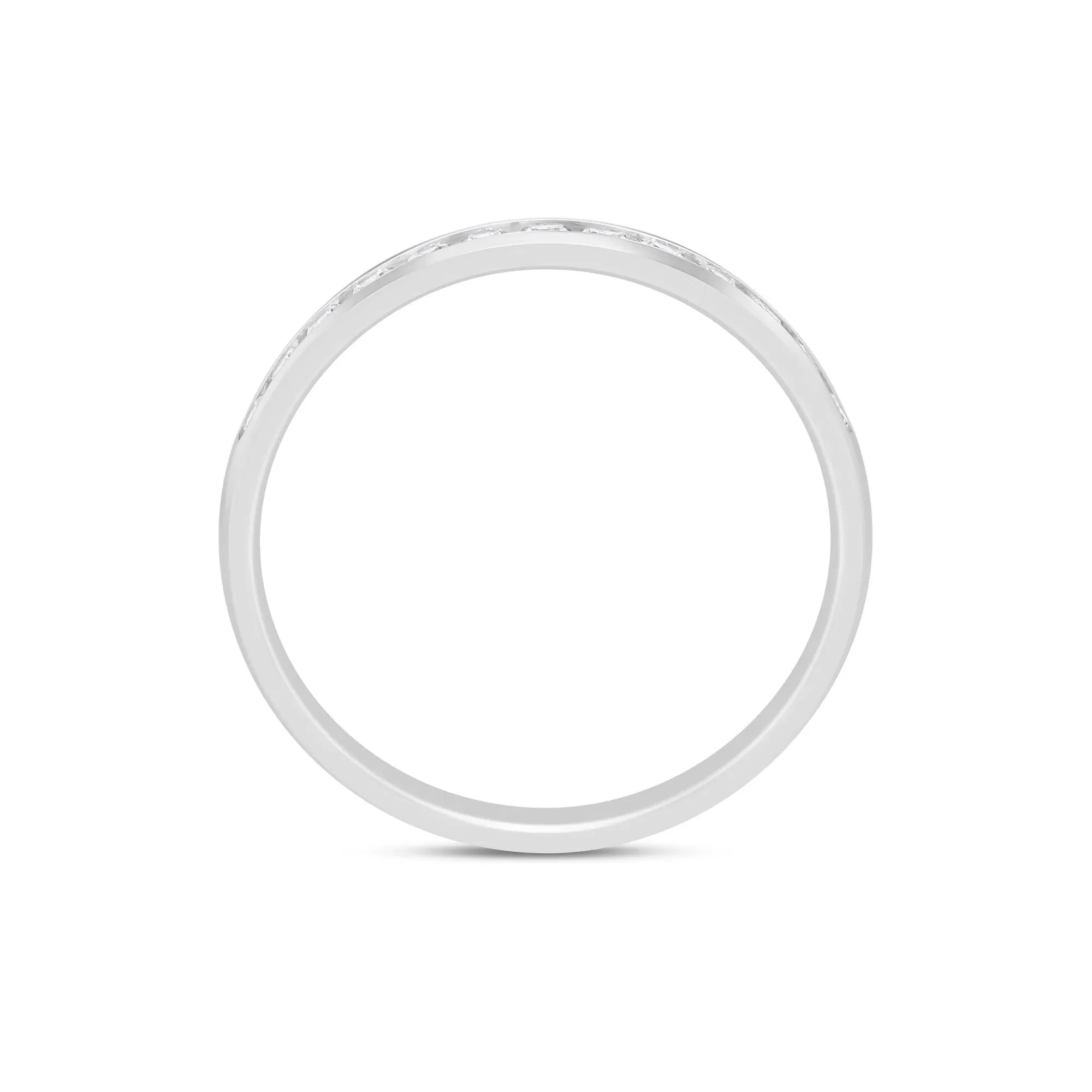 1/4 CT. Tw. Diamond Channel Band Ring 14K White Gold Round Brilliant Cut Size 7.5 2mm - Image 2