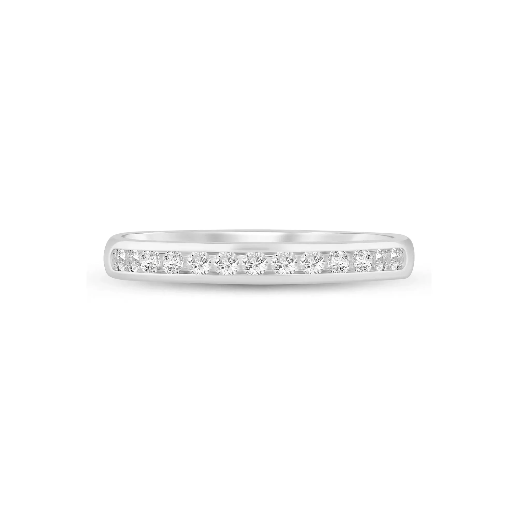 1/4 CT. Tw. Diamond Channel Band Ring 14K White Gold Round Brilliant Cut Size 8 2mm