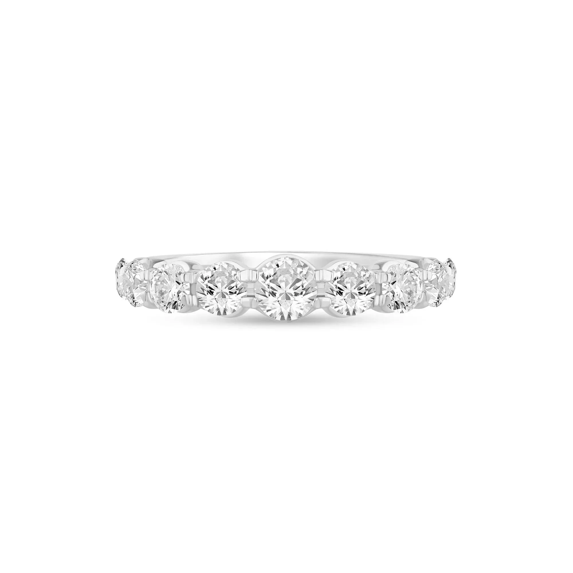 1/2 CT. Tw. Lab Grown Diamond Shared-Prong Band Ring 14K White Gold Round Brilliant Cut Size 9.5 1mm