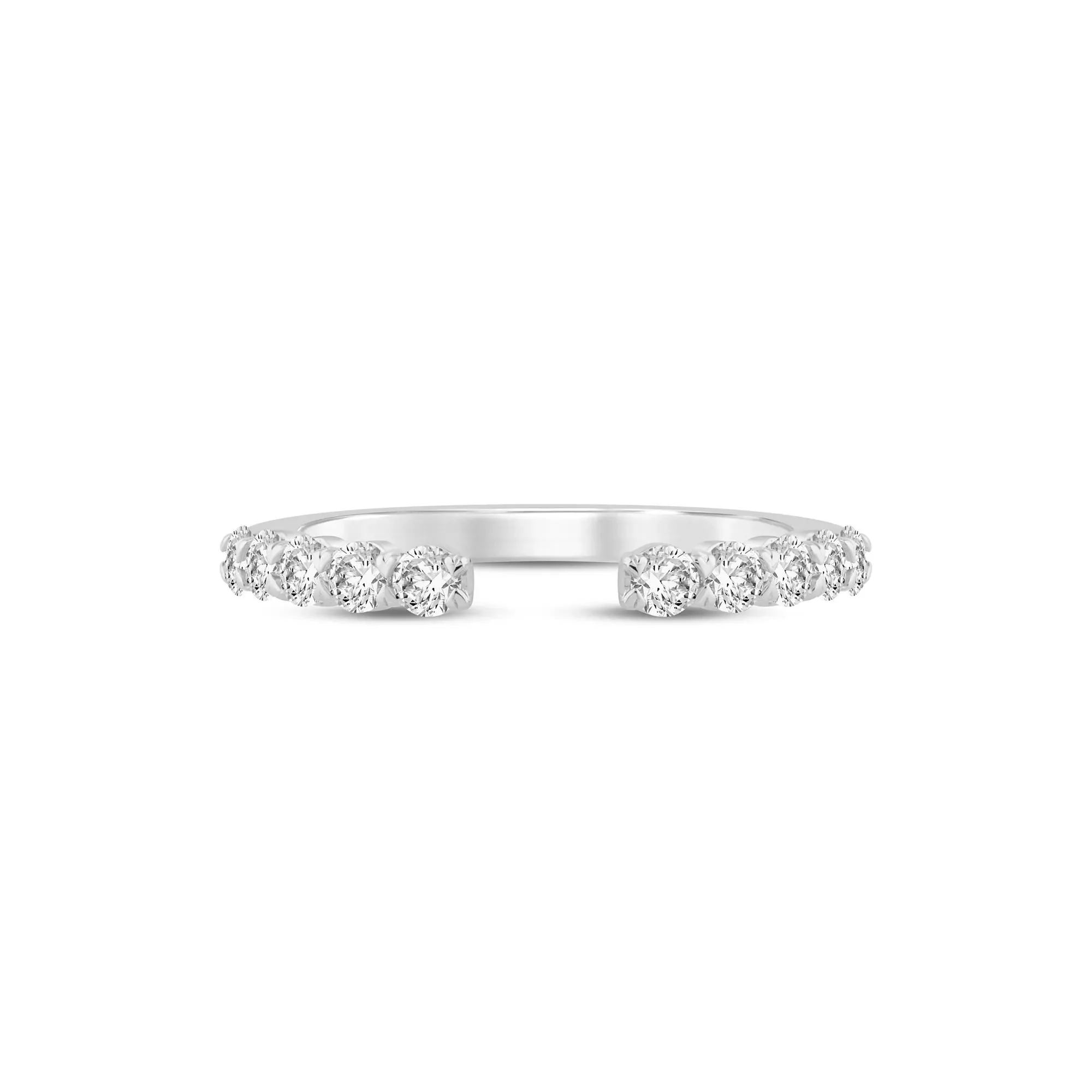 1/2 CT. Tw. Lab Grown Round Diamond Open Band Ring 14K White Gold Size 6.5 1mm