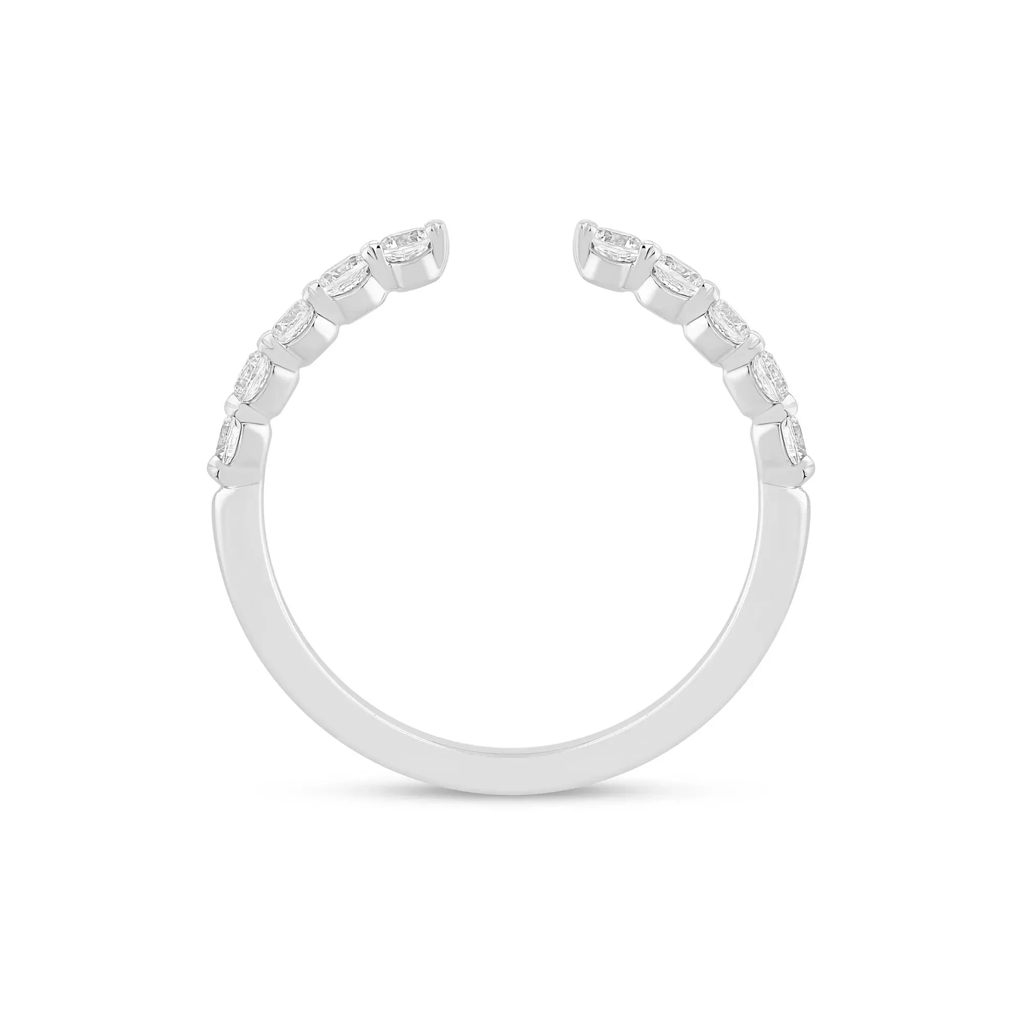 1/2 CT. Tw. Lab Grown Round Diamond Open Band Ring 14K White Gold Size 7.5 1mm - Image 2