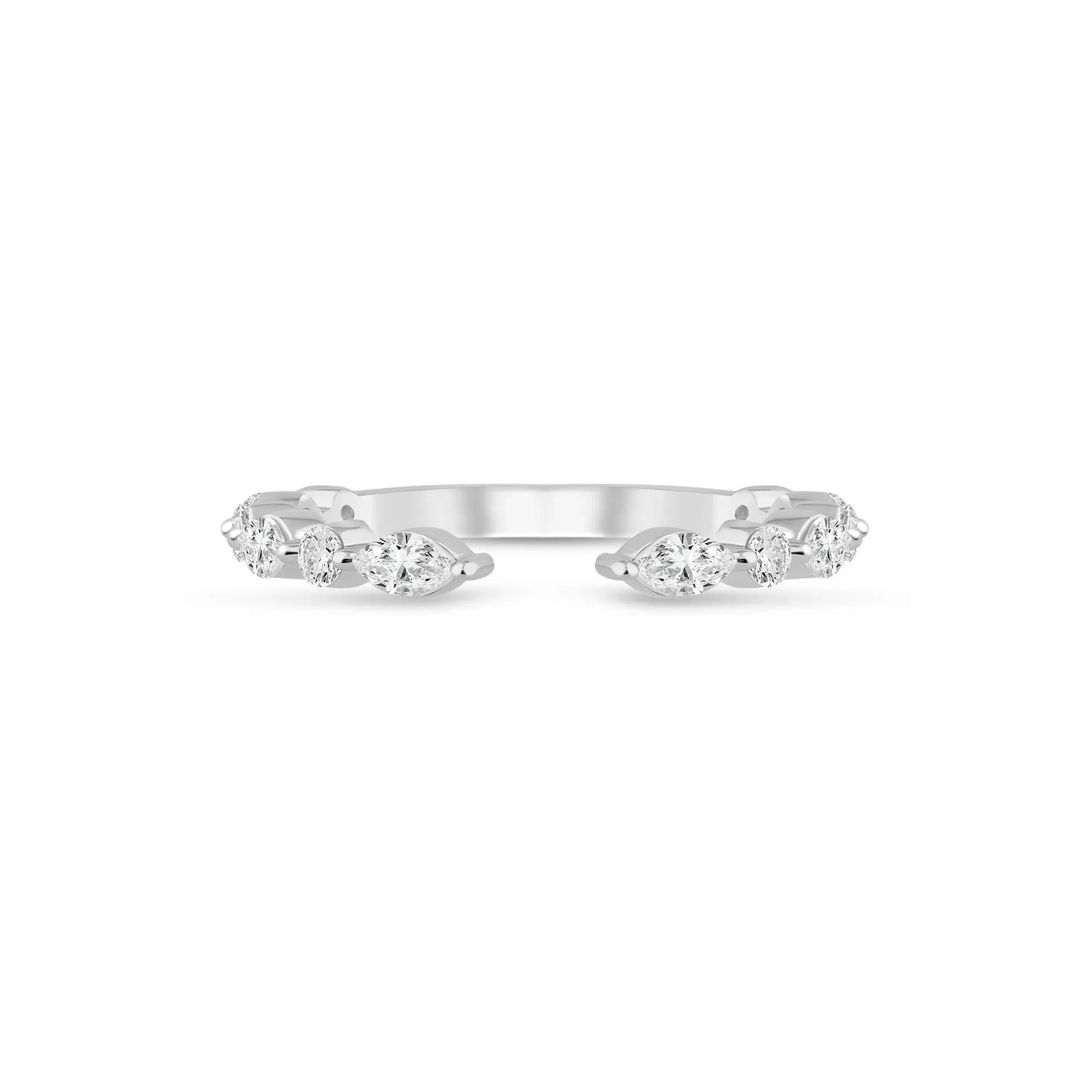 1/2 CT. Tw. Lab Grown Diamond Open Band Ring 14K White Gold Size 9 1mm