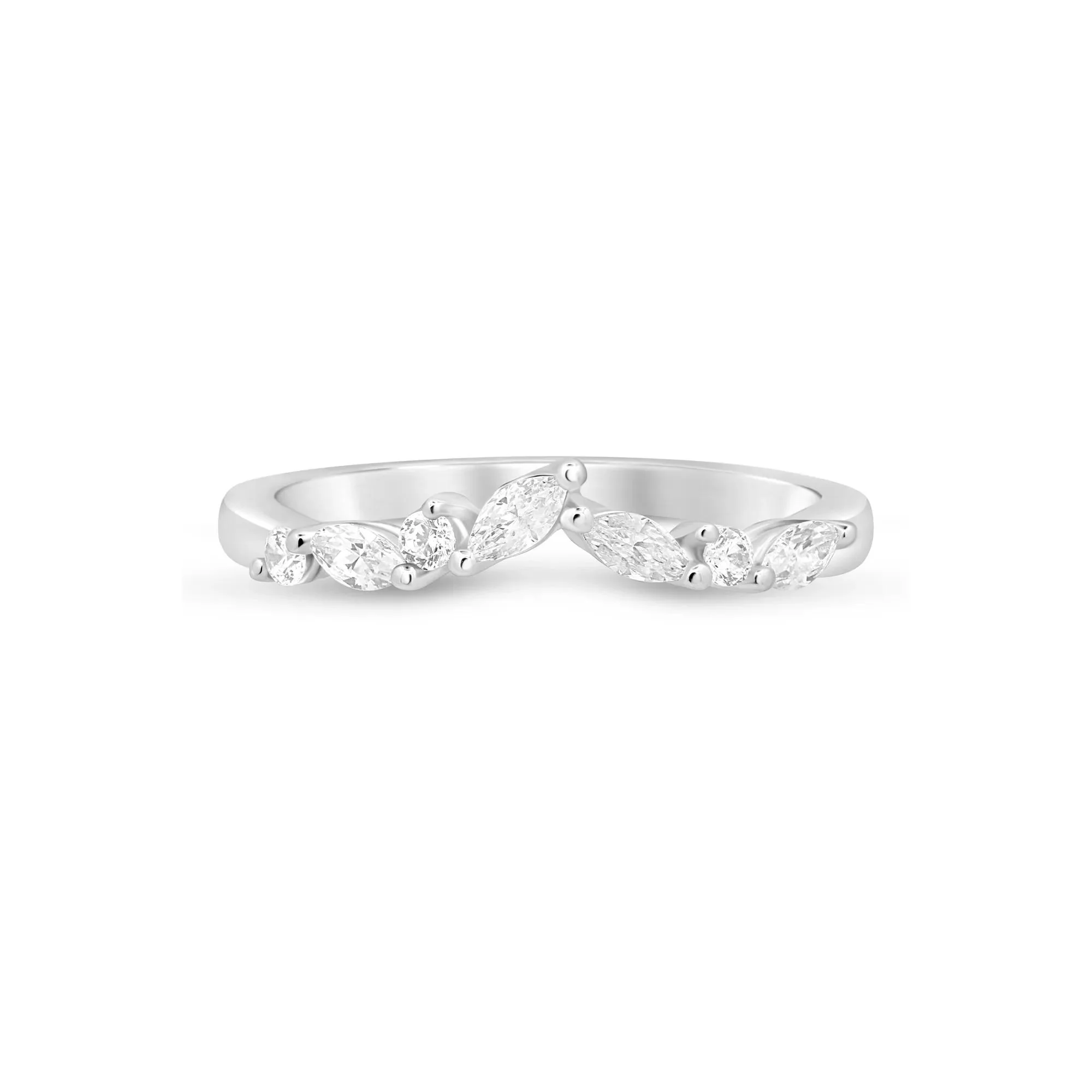 1/3 CT. Tw. Diamond Chevron Band Ring 14K White Gold Size 7 1mm