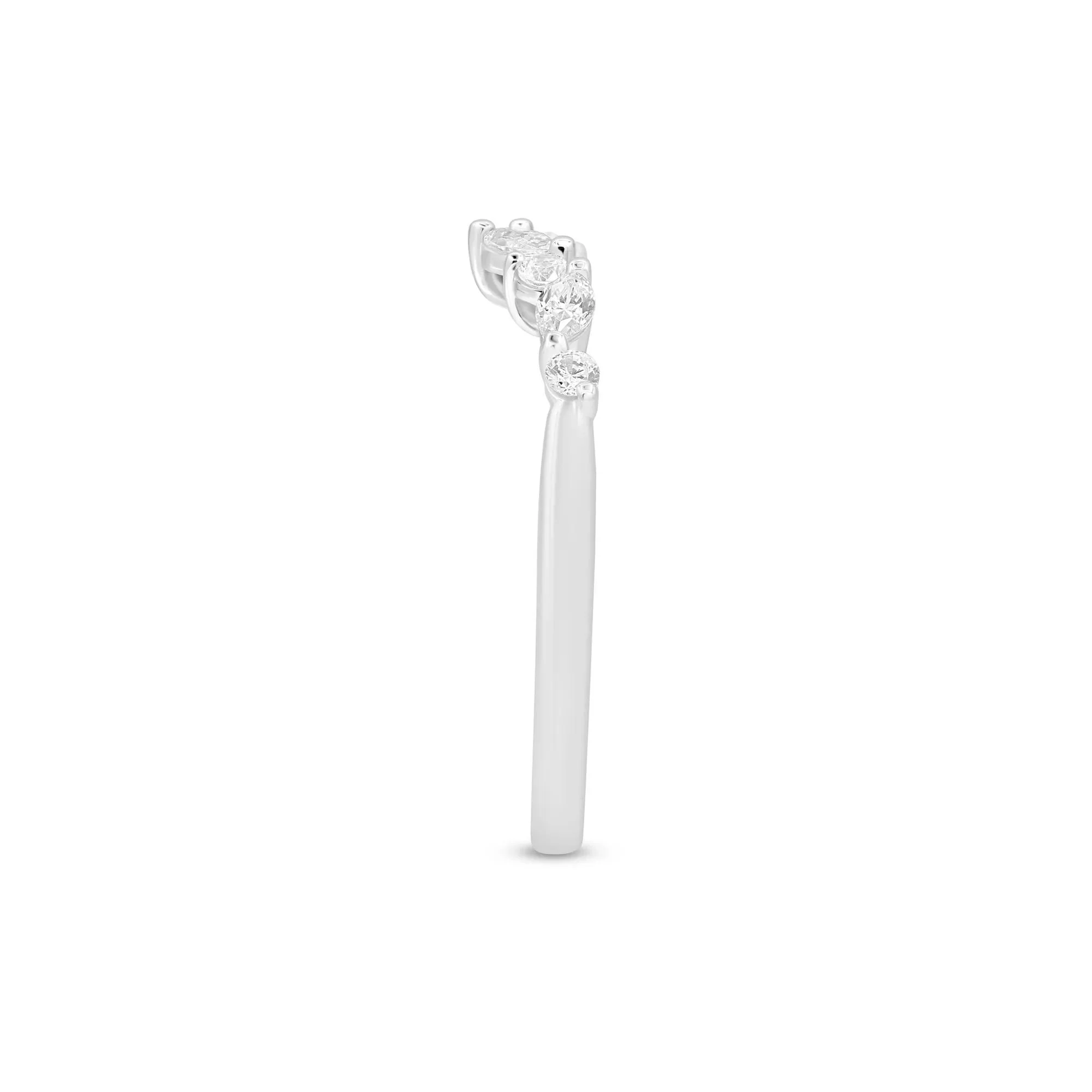 1/3 CT. Tw. Diamond Chevron Band Ring 14K White Gold Size 7 1mm - Image 3