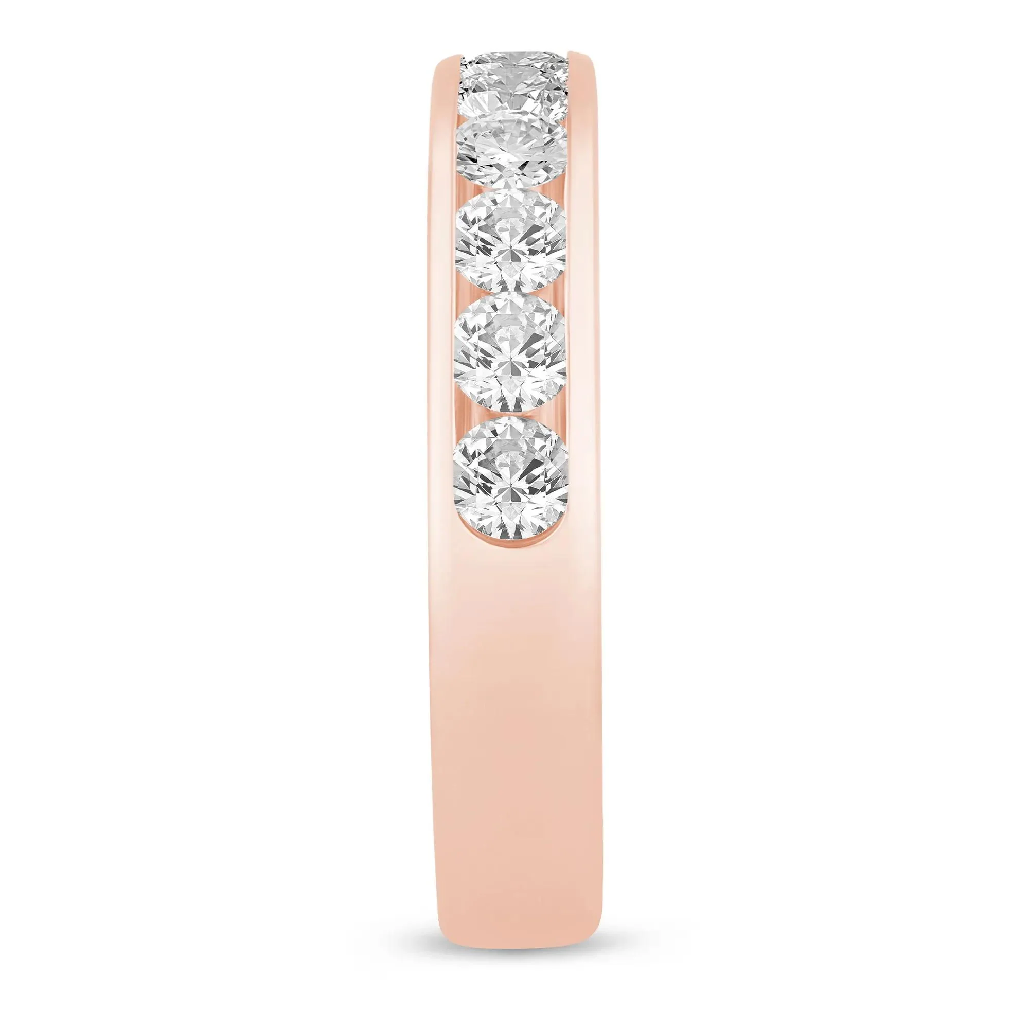 1 CT. Tw. Diamond Channel Band Ring 14K Rose Gold Round Brilliant Cut Size 6 3mm - Image 2