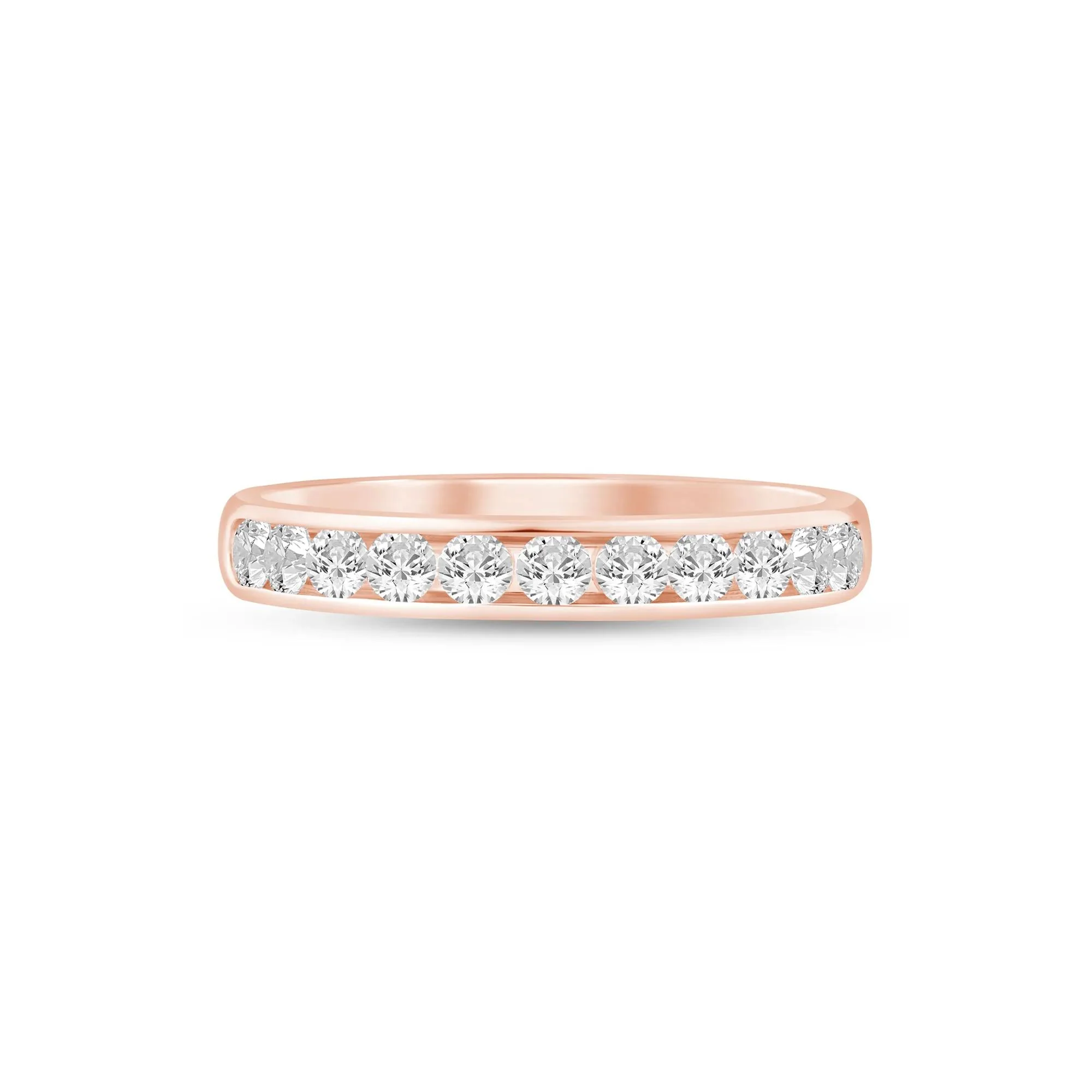 1/2 CT. Tw. Diamond Channel Band Ring 14K Rose Gold Round Brilliant Cut Size 5.5 3mm