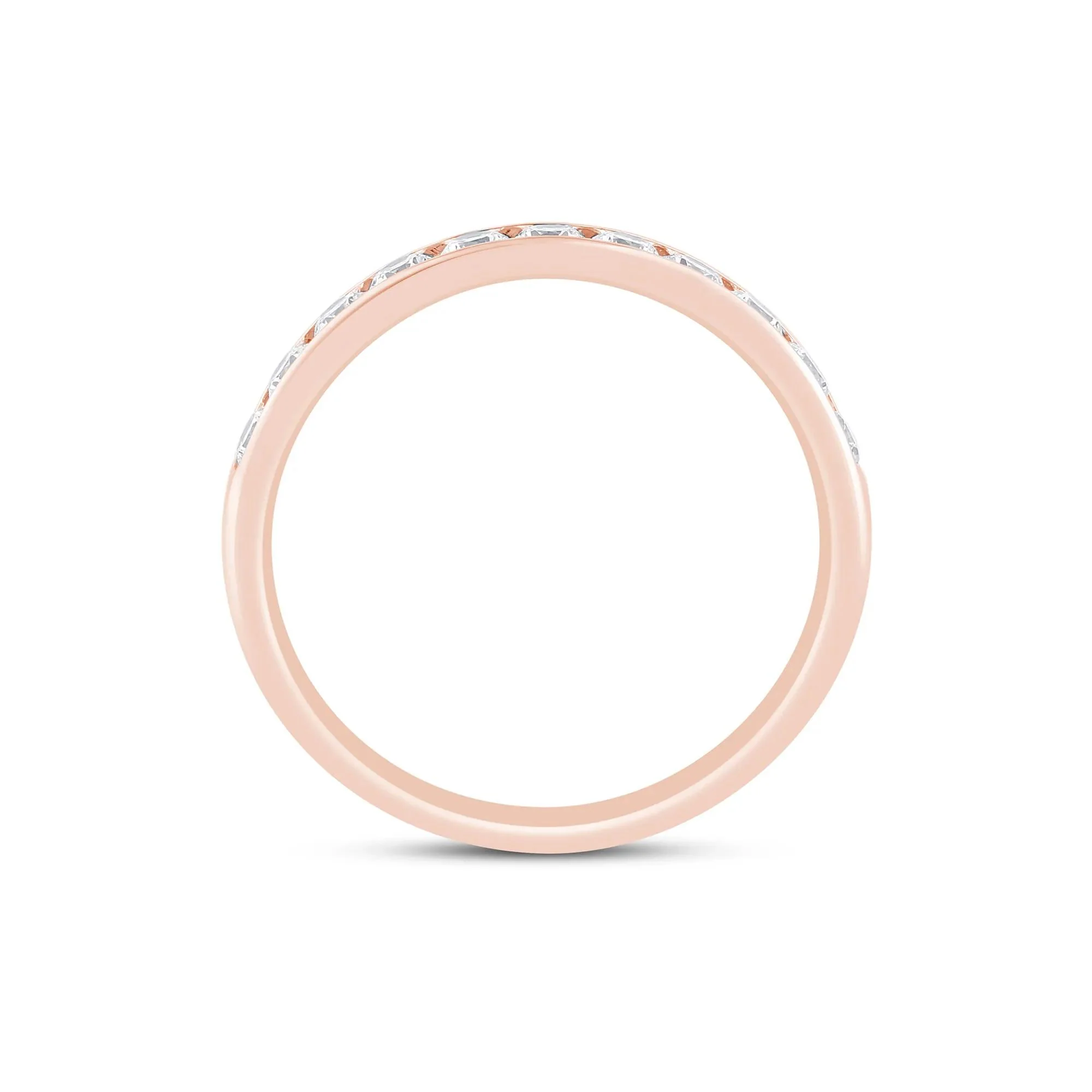 1/2 CT. Tw. Diamond Channel Band Ring 14K Rose Gold Round Brilliant Cut Size 6.5 3mm - Image 2