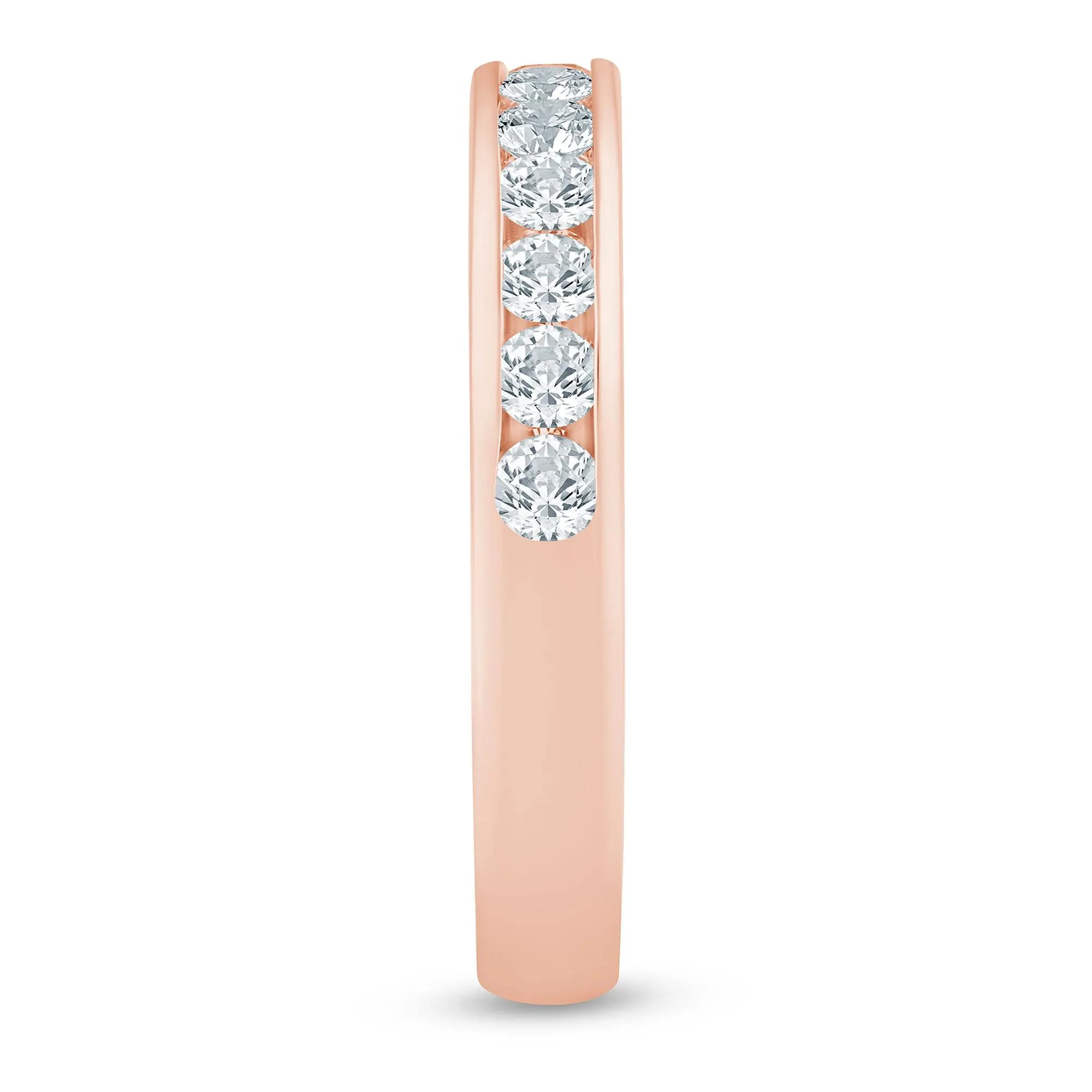 1/2 CT. Tw. Diamond Channel Band Ring 14K Rose Gold Round Brilliant Cut Size 8 3mm - Image 3