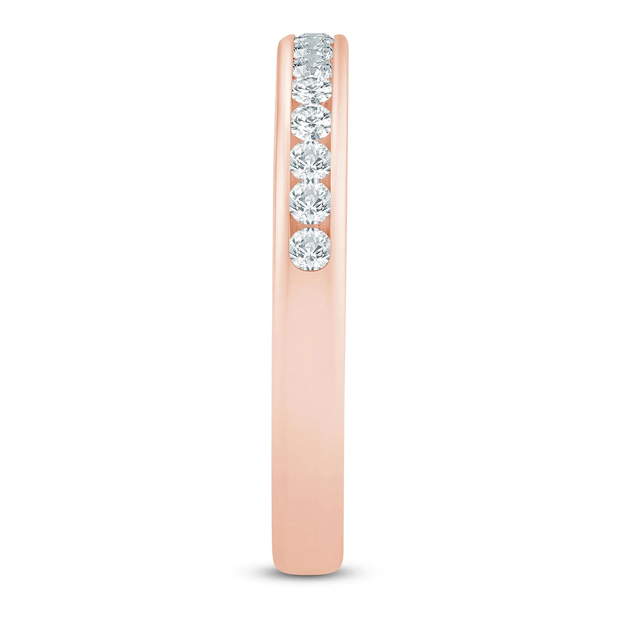 1/4 CT. Tw. Diamond Channel Band Ring 14K Rose Gold Round Brilliant Cut Size 7 2mm - Image 3