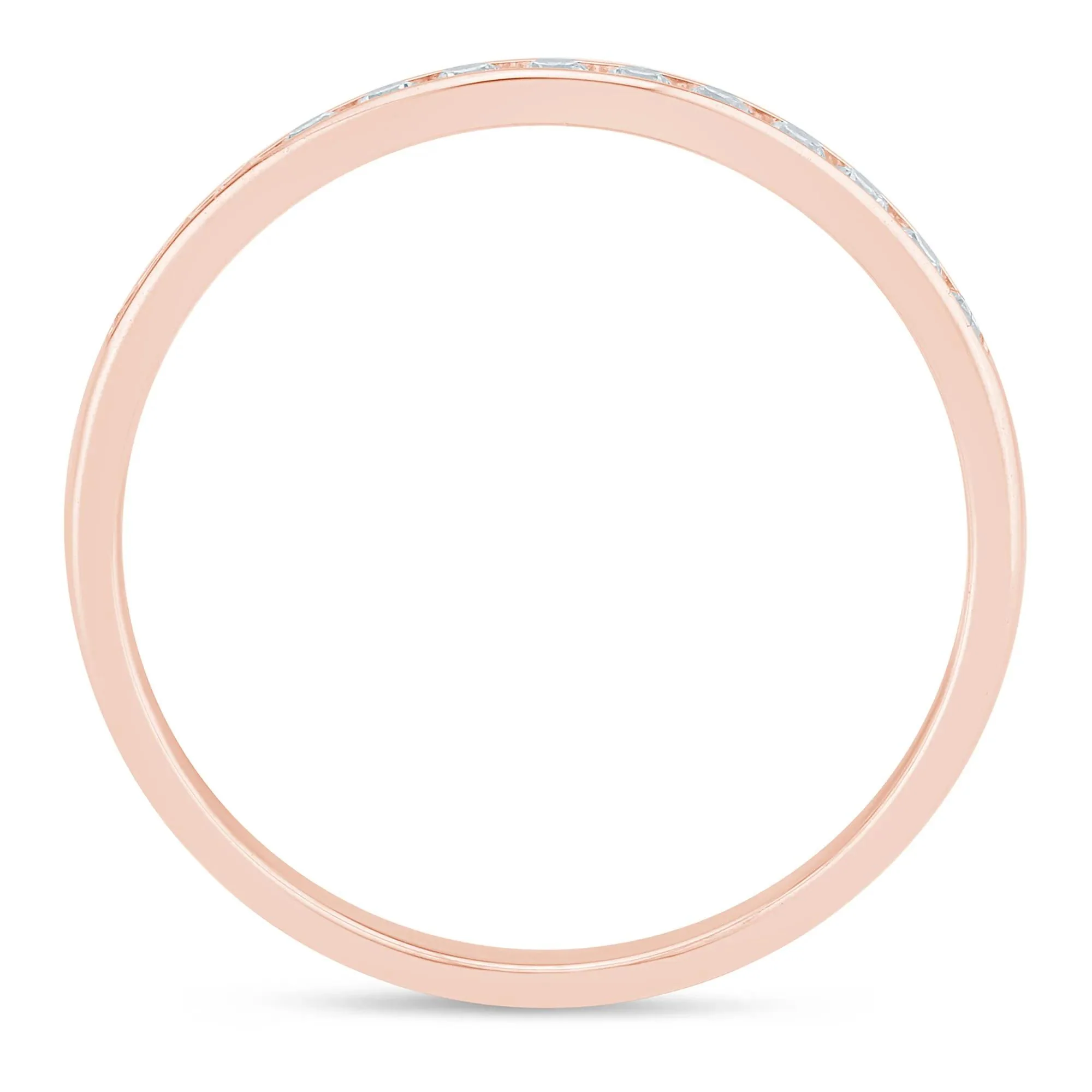 1/4 CT. Tw. Diamond Channel Band Ring 14K Rose Gold Round Brilliant Cut Size 9 2mm - Image 2