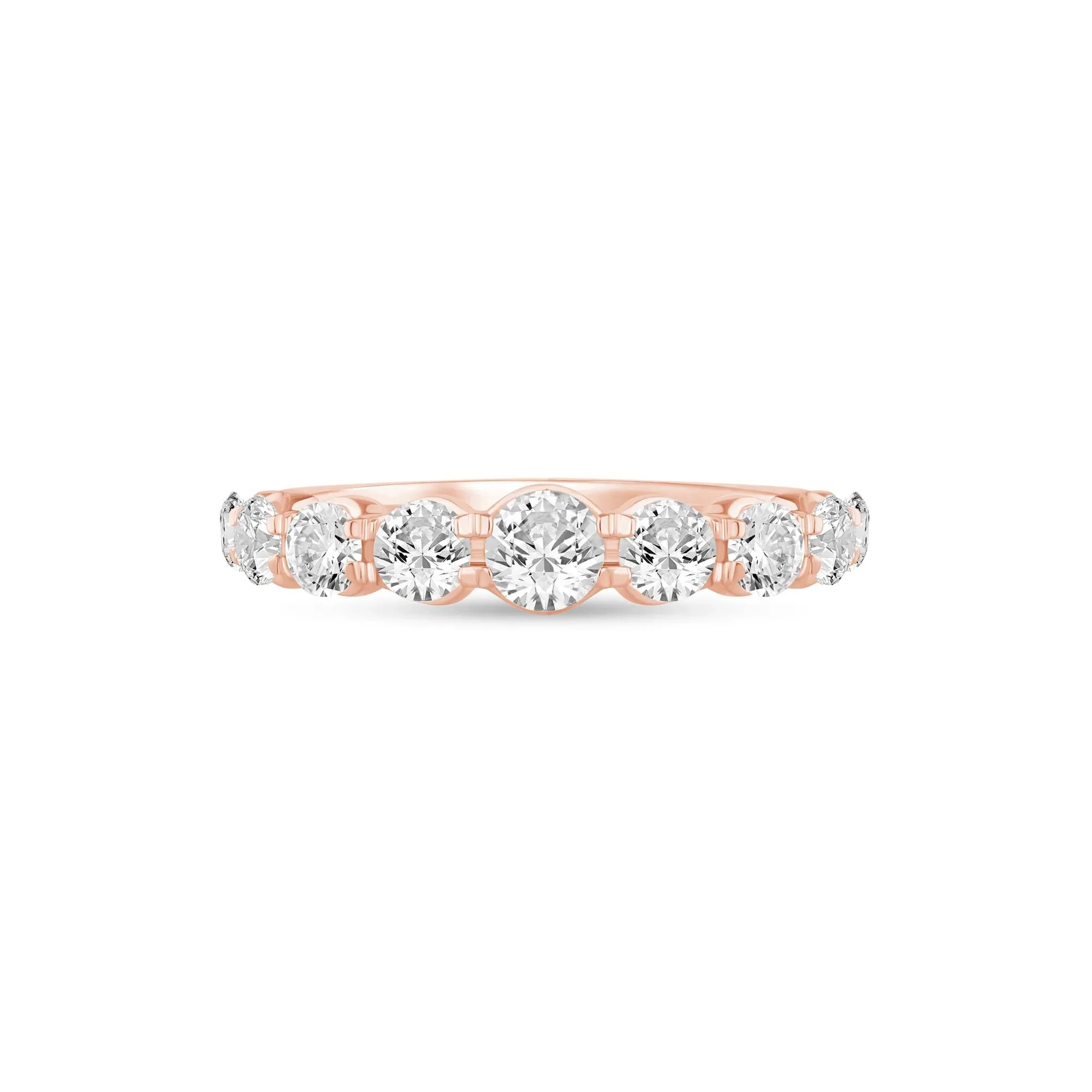 1/2 CT. Tw. Lab Grown Diamond Shared-Prong Band Ring 14K Rose Gold Round Brilliant Cut Size 7.5 1mm