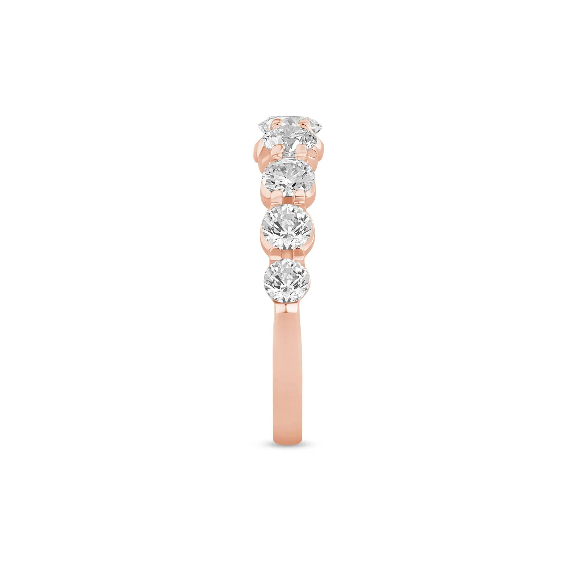 1/2 CT. Tw. Lab Grown Diamond Shared-Prong Band Ring 14K Rose Gold Round Brilliant Cut Size 8.5 1mm - Image 3