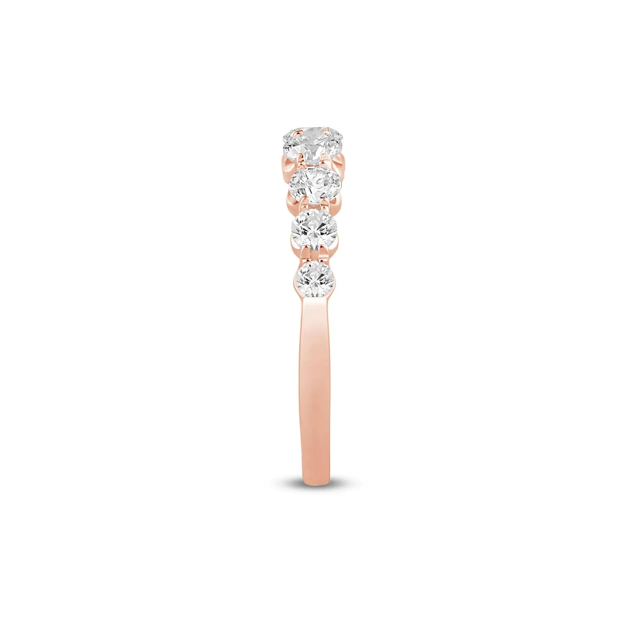 1 CT. Tw. Lab Grown Diamond Shared-Prong Band Ring 14K Rose Gold Round Brilliant Cut Size 6 1mm - Image 3