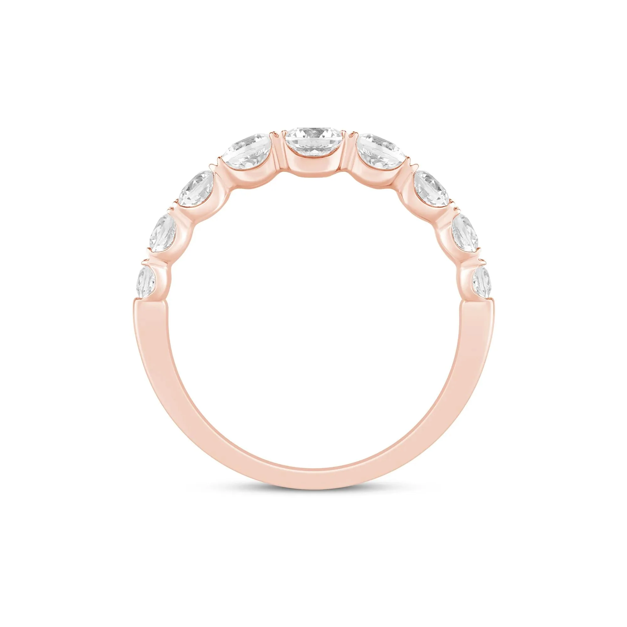 1 CT. Tw. Lab Grown Diamond Shared-Prong Band Ring 14K Rose Gold Round Brilliant Cut Size 9.5 1mm - Image 2