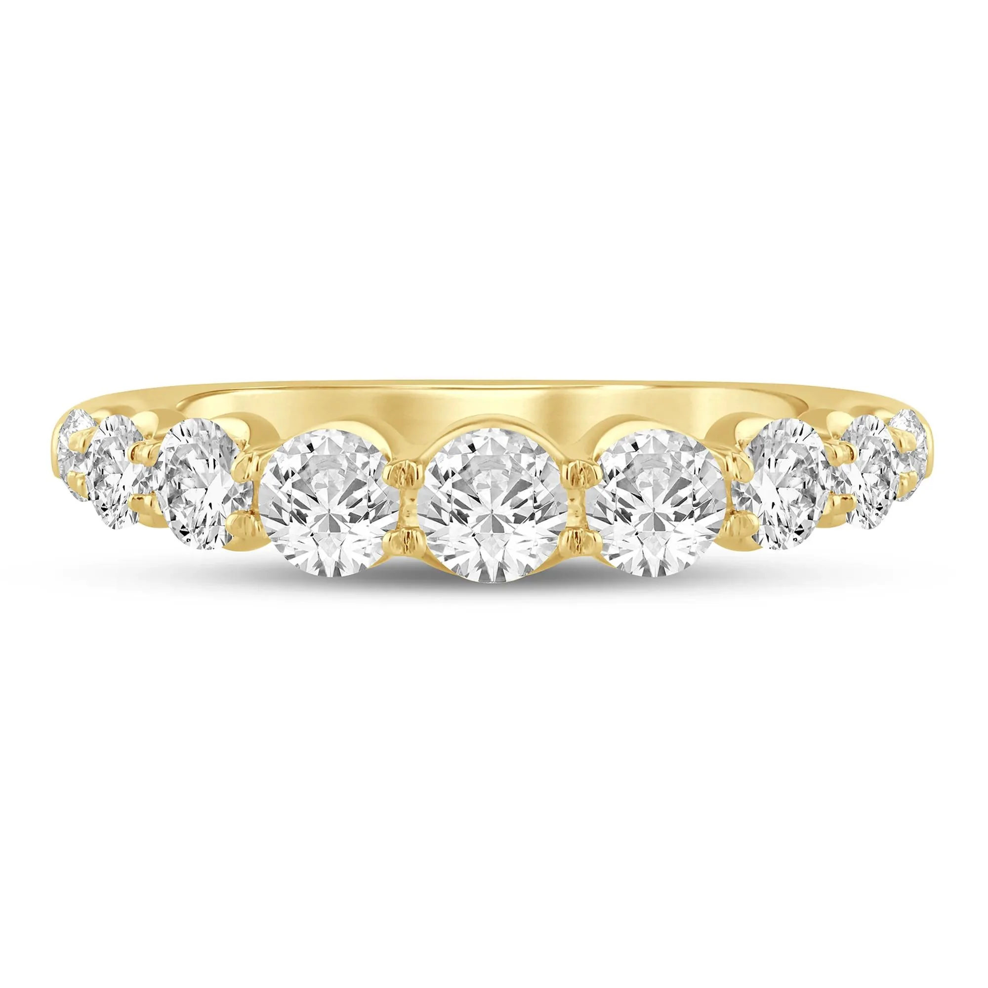 1 CT. Tw. Lab Grown Diamond Shared-Prong Band Ring 14K Yellow Gold Round Brilliant Cut Size 6.5 1mm