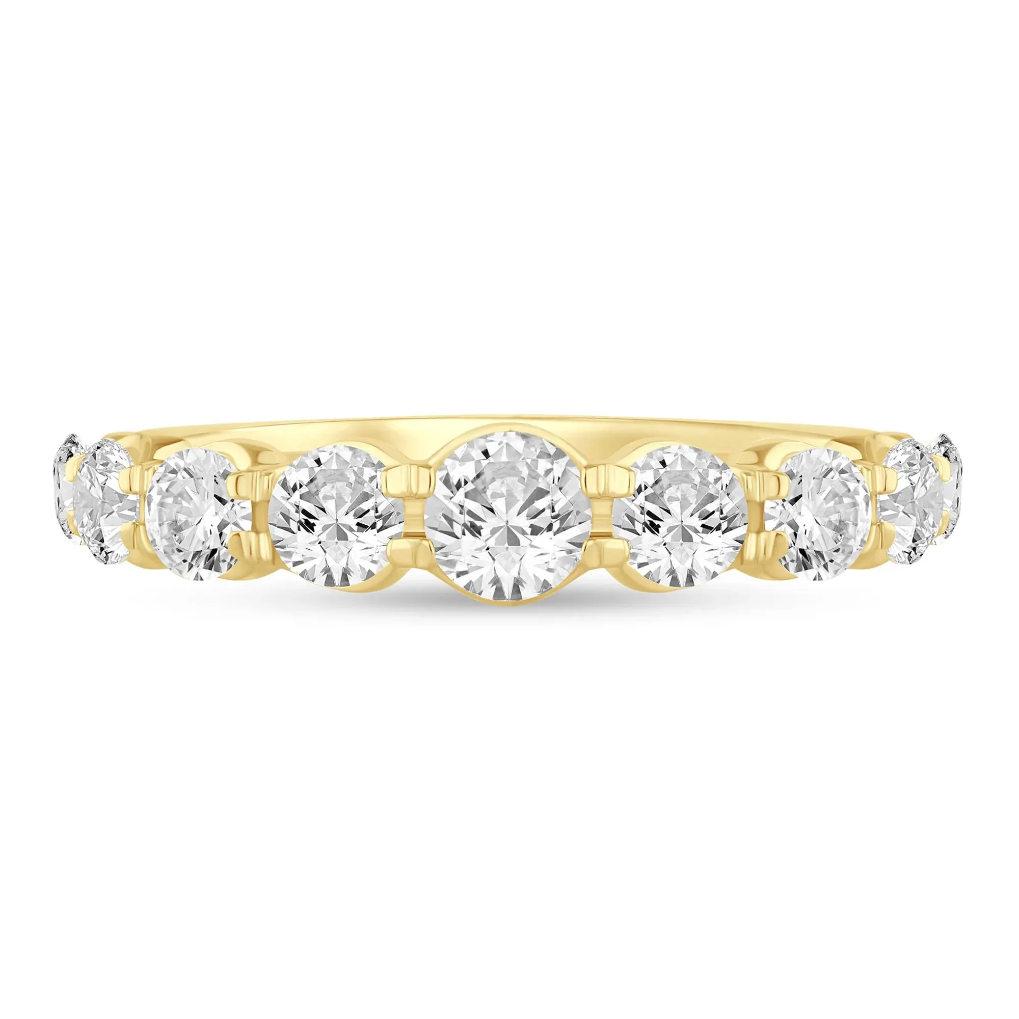 1/2 CT. Tw. Lab Grown Diamond Shared-Prong Band Ring 14K Yellow Gold Round Brilliant Cut Size 8.5 1mm