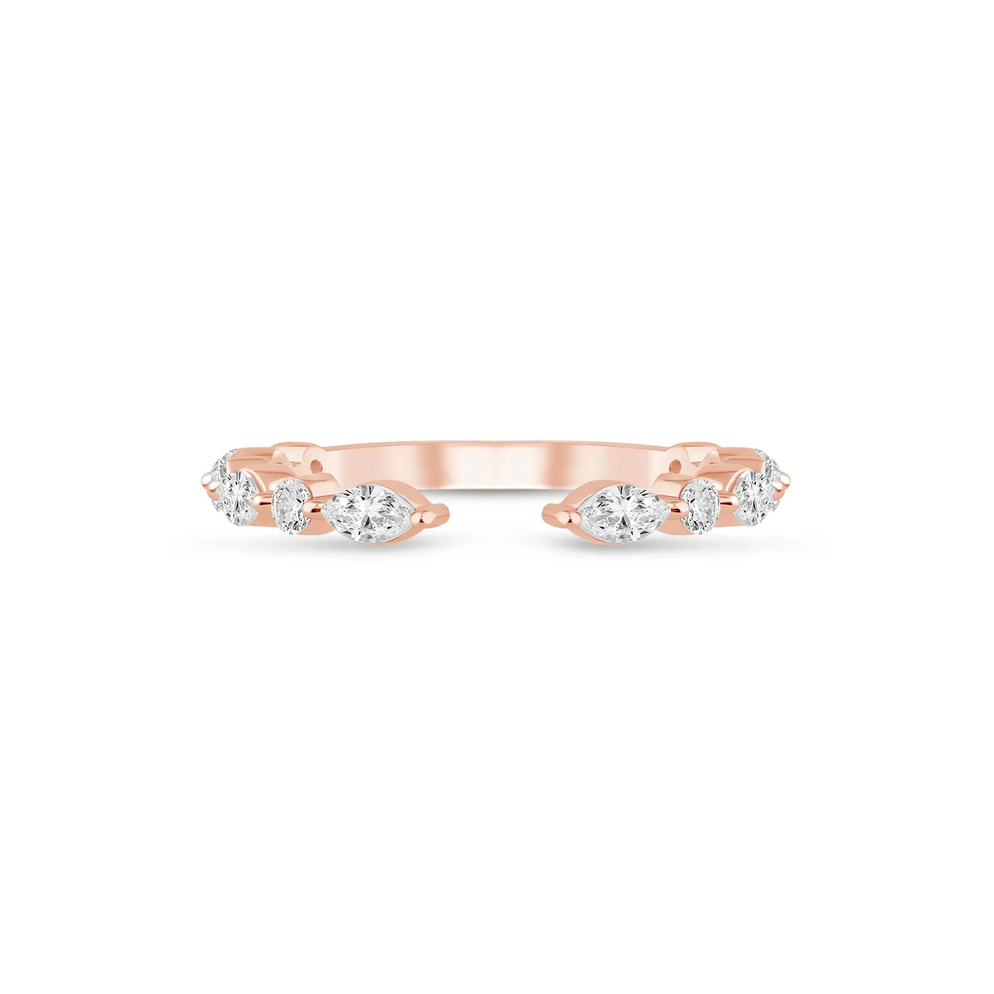 1/2 CT. Tw. Lab Grown Diamond Open Band Ring 14K Rose Gold Size 7 1mm