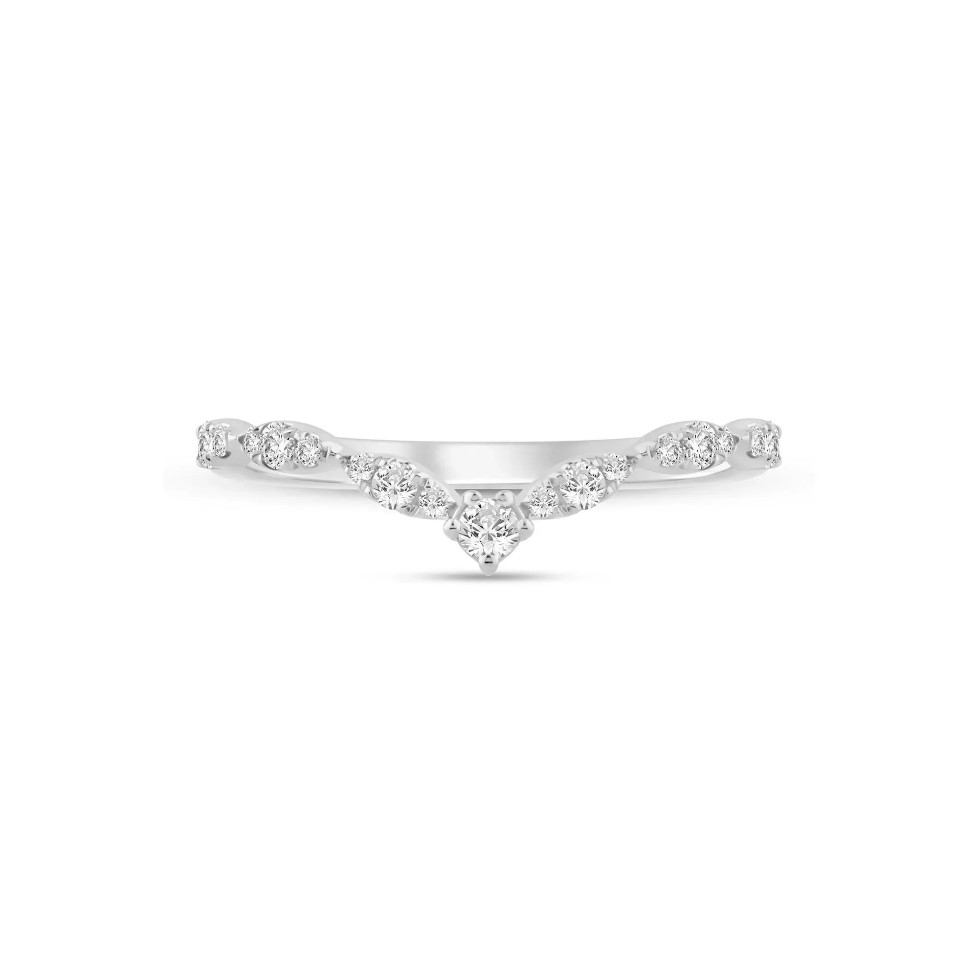 1/4 CT. Tw. Faux Marquise Diamond Chevron Band Ring 14K White Gold Size 6.5 1mm