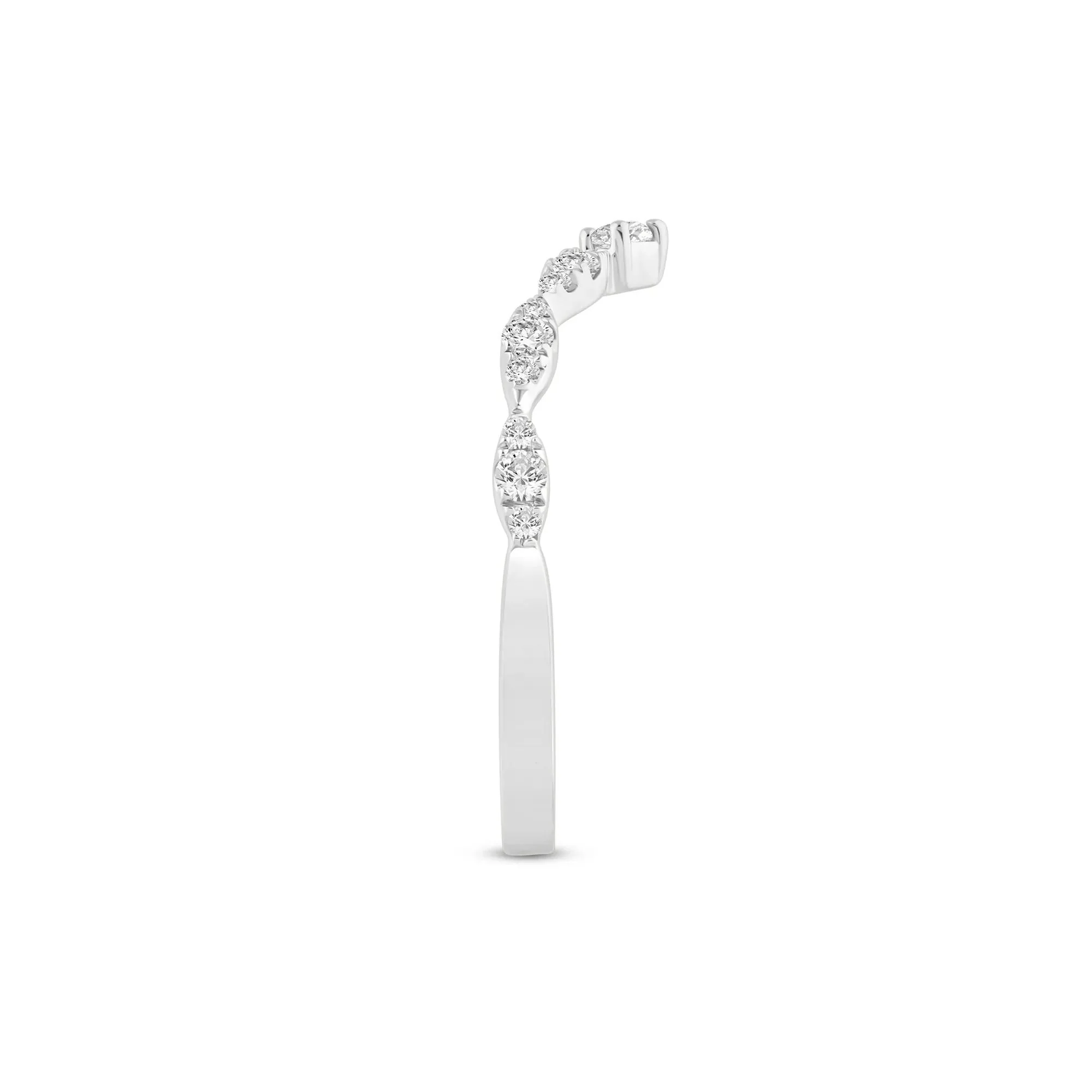 1/4 CT. Tw. Faux Marquise Diamond Chevron Band Ring 14K White Gold Size 6.5 1mm - Image 3