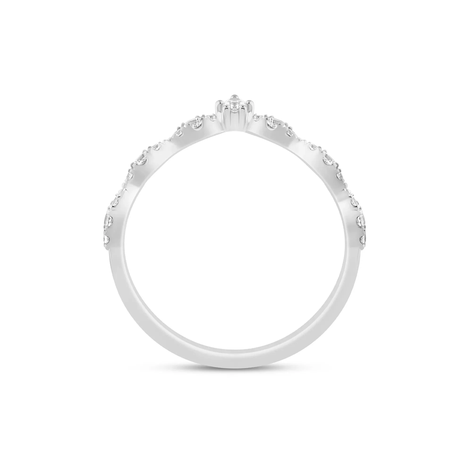 1/4 CT. Tw. Faux Marquise Diamond Chevron Band Ring 14K White Gold Size 7 1mm - Image 2