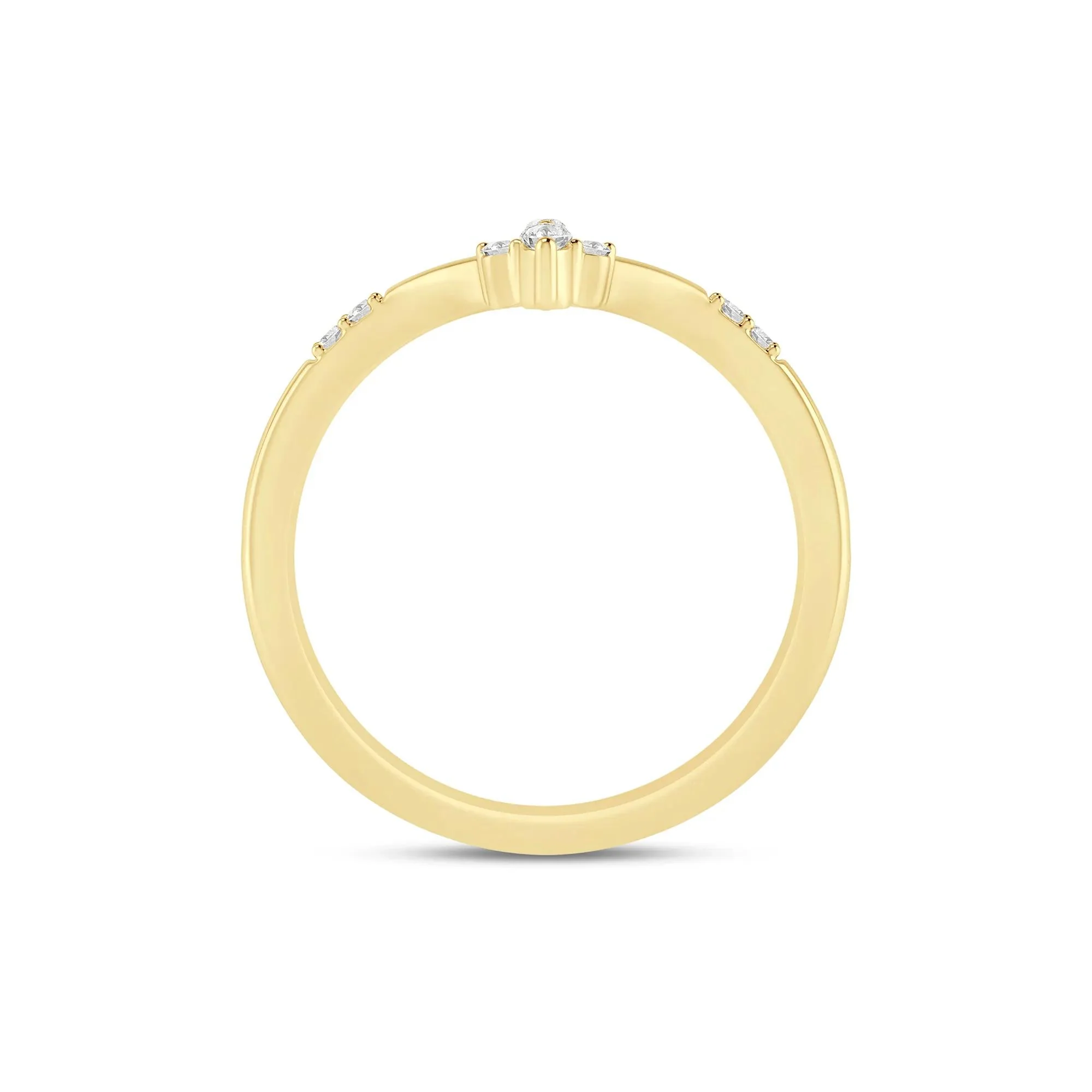1/10 CT. Tw. Diamond Chevron Band Ring 14K Yellow Gold Size 6.5 1mm - Image 2