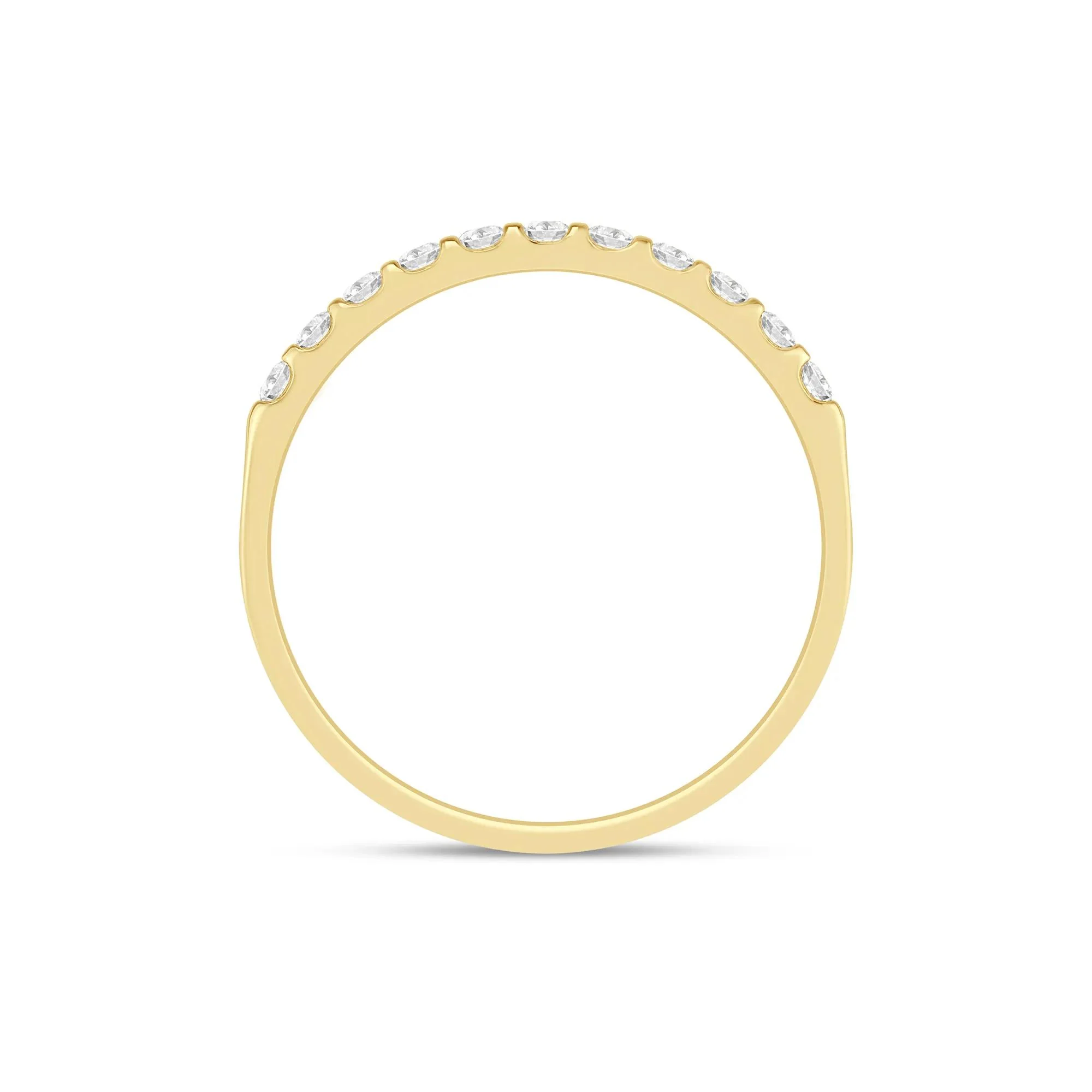 1/7 CT. Tw. Diamond Band Ring 10K Yellow Gold Round Brilliant Cut Size 6.5 1mm - Image 2