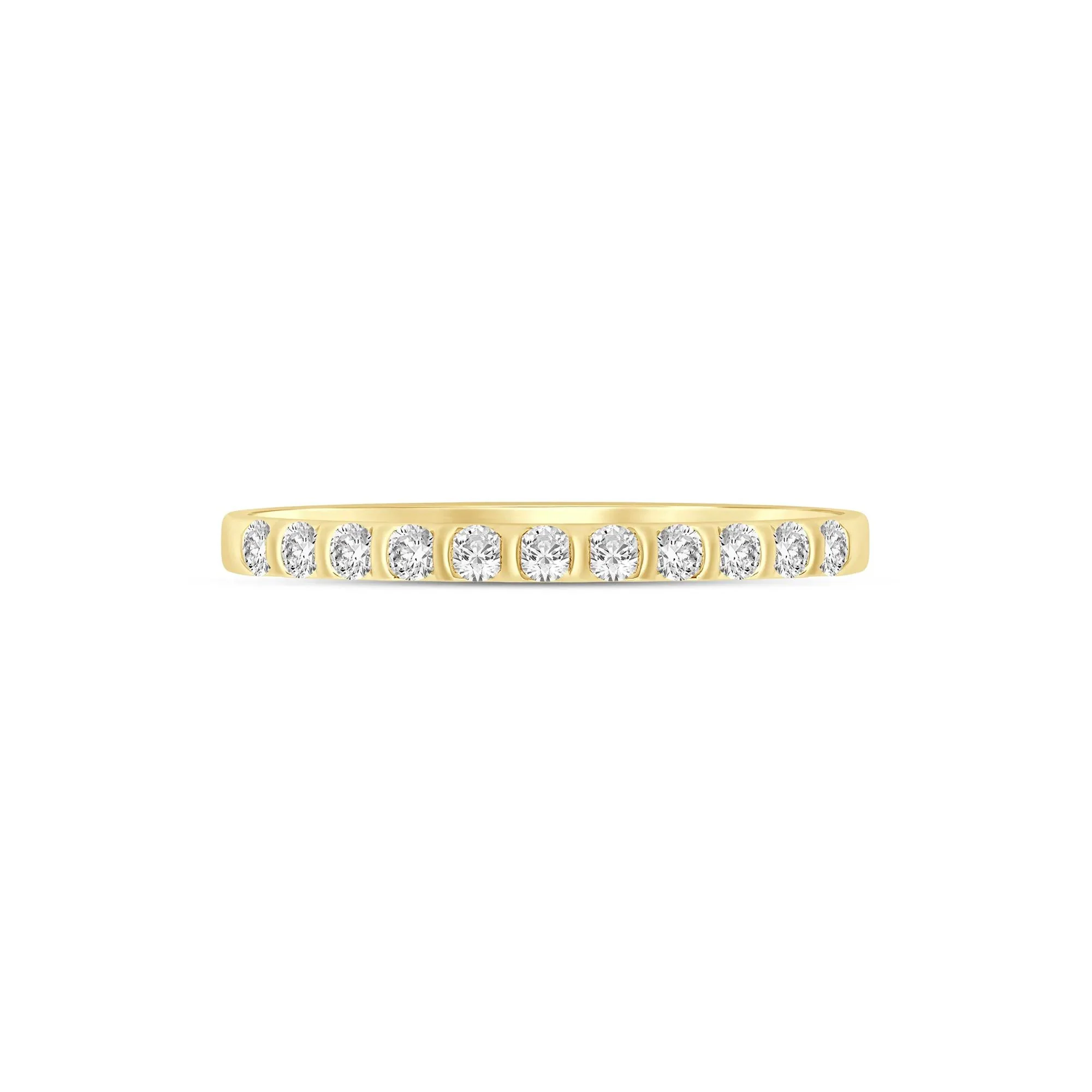 1/7 CT. Tw. Diamond Band Ring 10K Yellow Gold Round Brilliant Cut Size 8.5 1mm