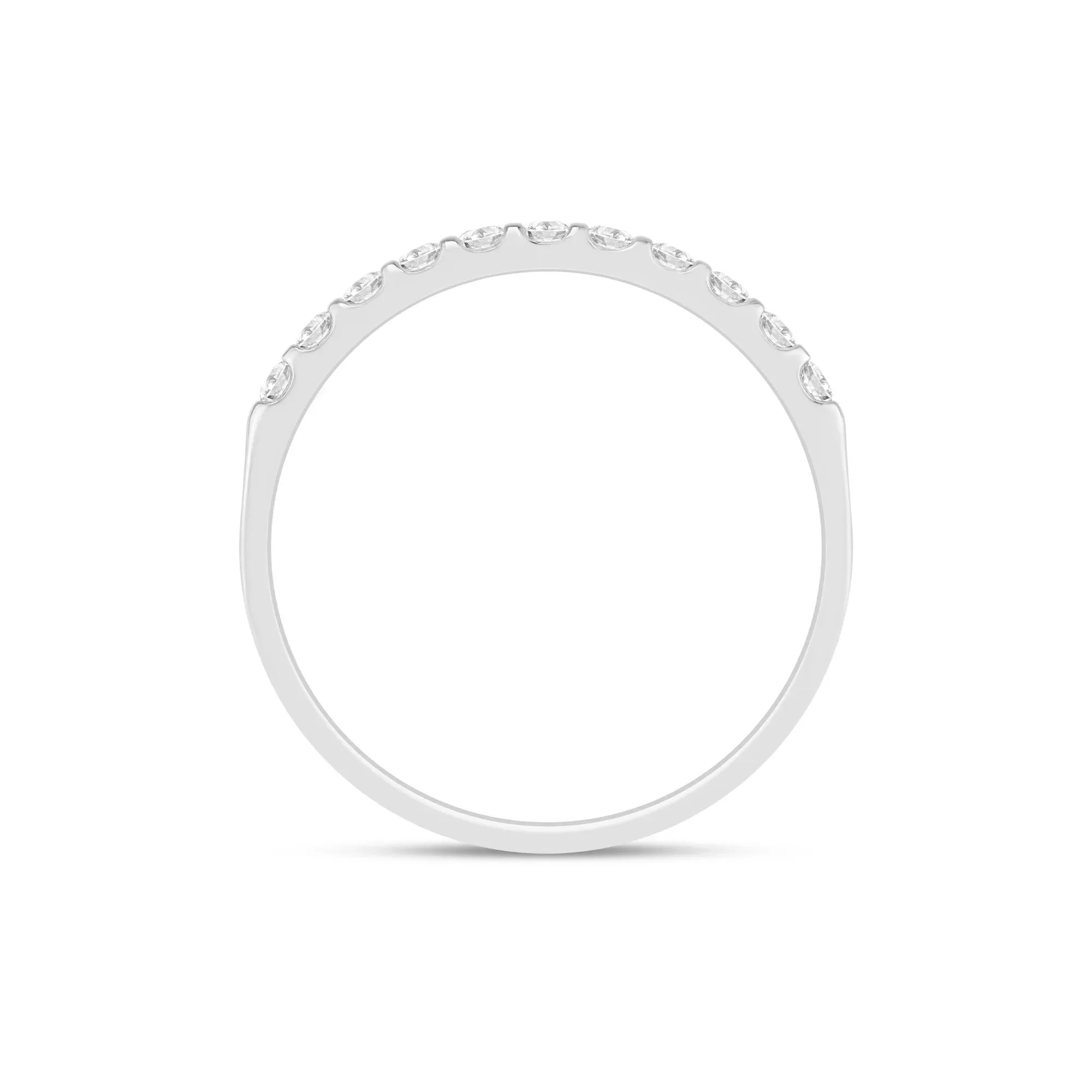 1/7 CT. Tw. Diamond Band Ring 10K White Gold Round Brilliant Cut Size 9 1mm - Image 2