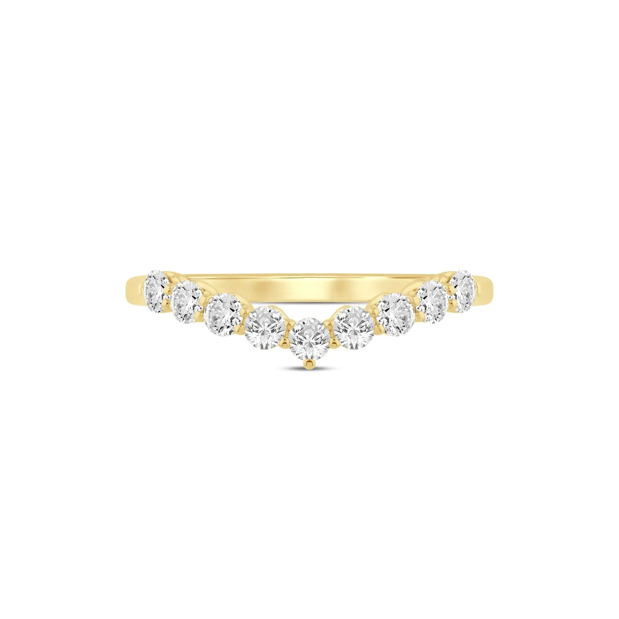 1/2 CT. Tw. Lab Grown Diamond Chevron Band Ring 14K Yellow Gold Round Brilliant Cut Size 7.5 1mm