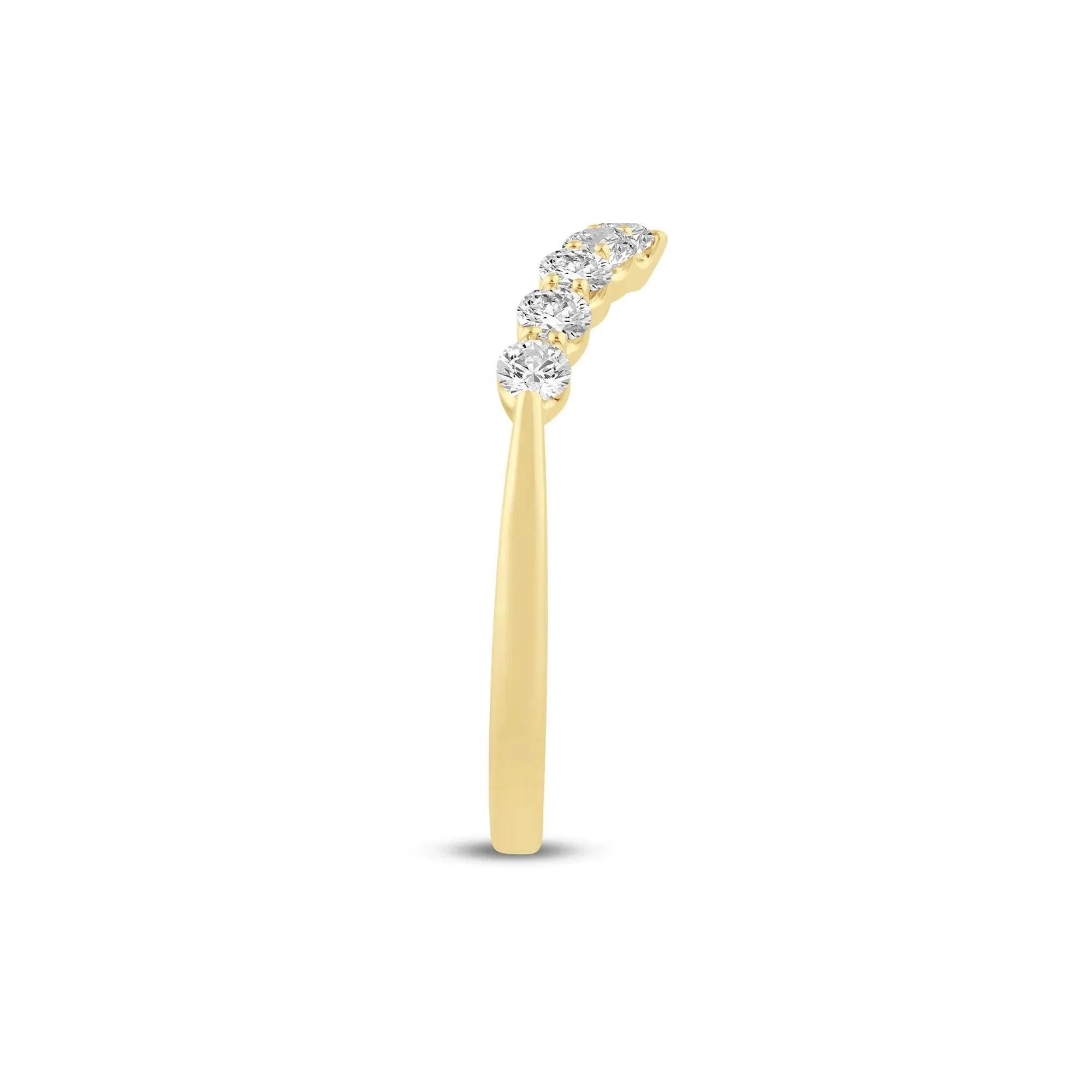 1/2 CT. Tw. Lab Grown Diamond Chevron Band Ring 14K Yellow Gold Round Brilliant Cut Size 7.5 1mm - Image 3