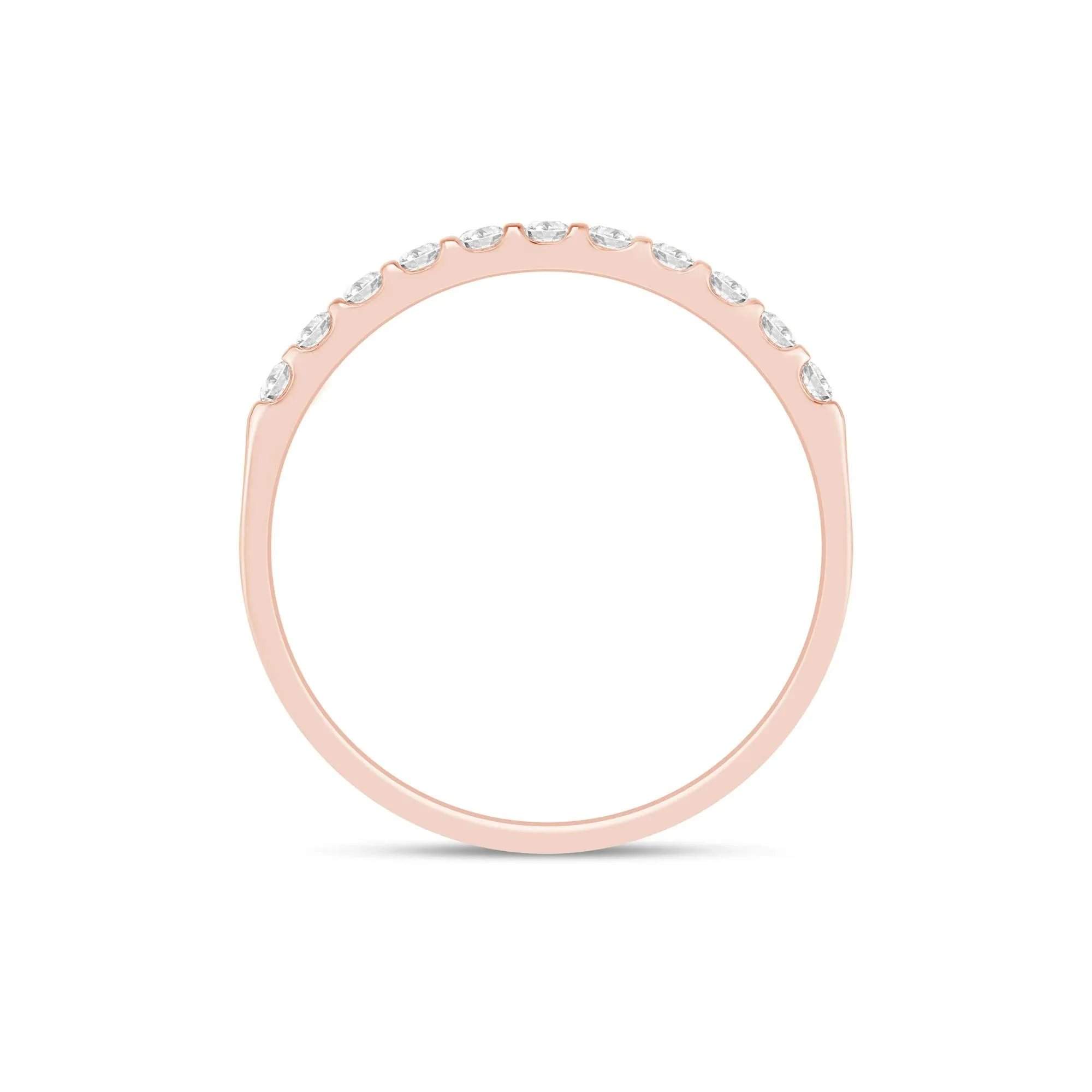 1/7 CT. Tw. Diamond Band Ring 10K Rose Gold Round Brilliant Cut Size 6 1mm - Image 2