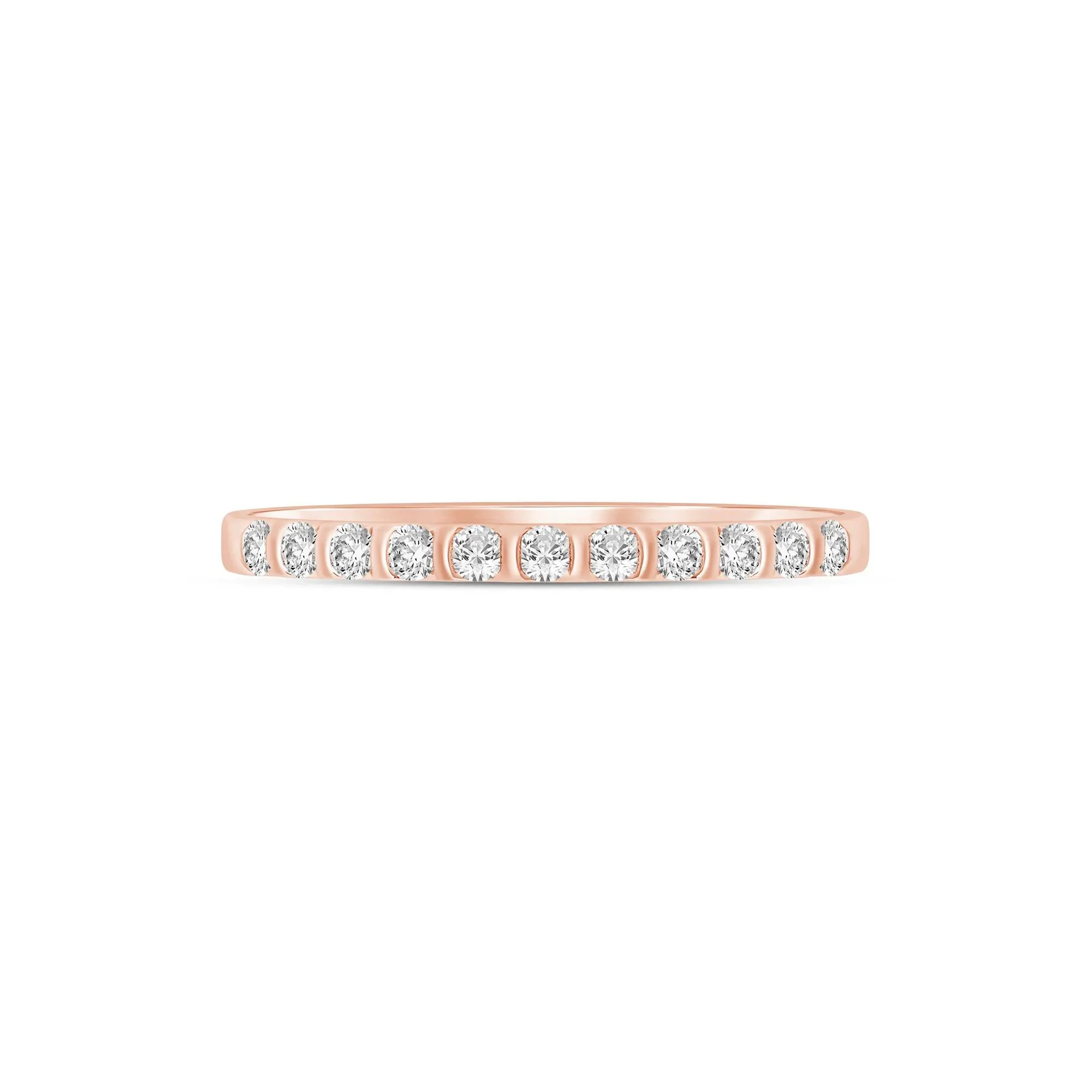 1/7 CT. Tw. Diamond Band Ring 10K Rose Gold Round Brilliant Cut Size 8 1mm