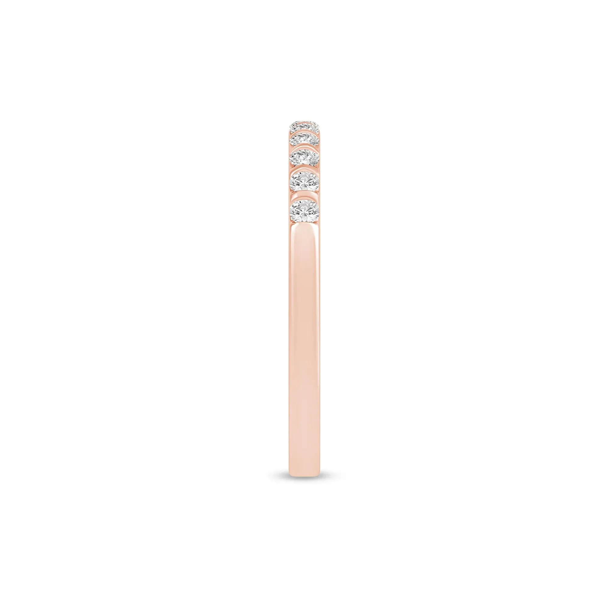 1/7 CT. Tw. Diamond Band Ring 10K Rose Gold Round Brilliant Cut Size 8 1mm - Image 3