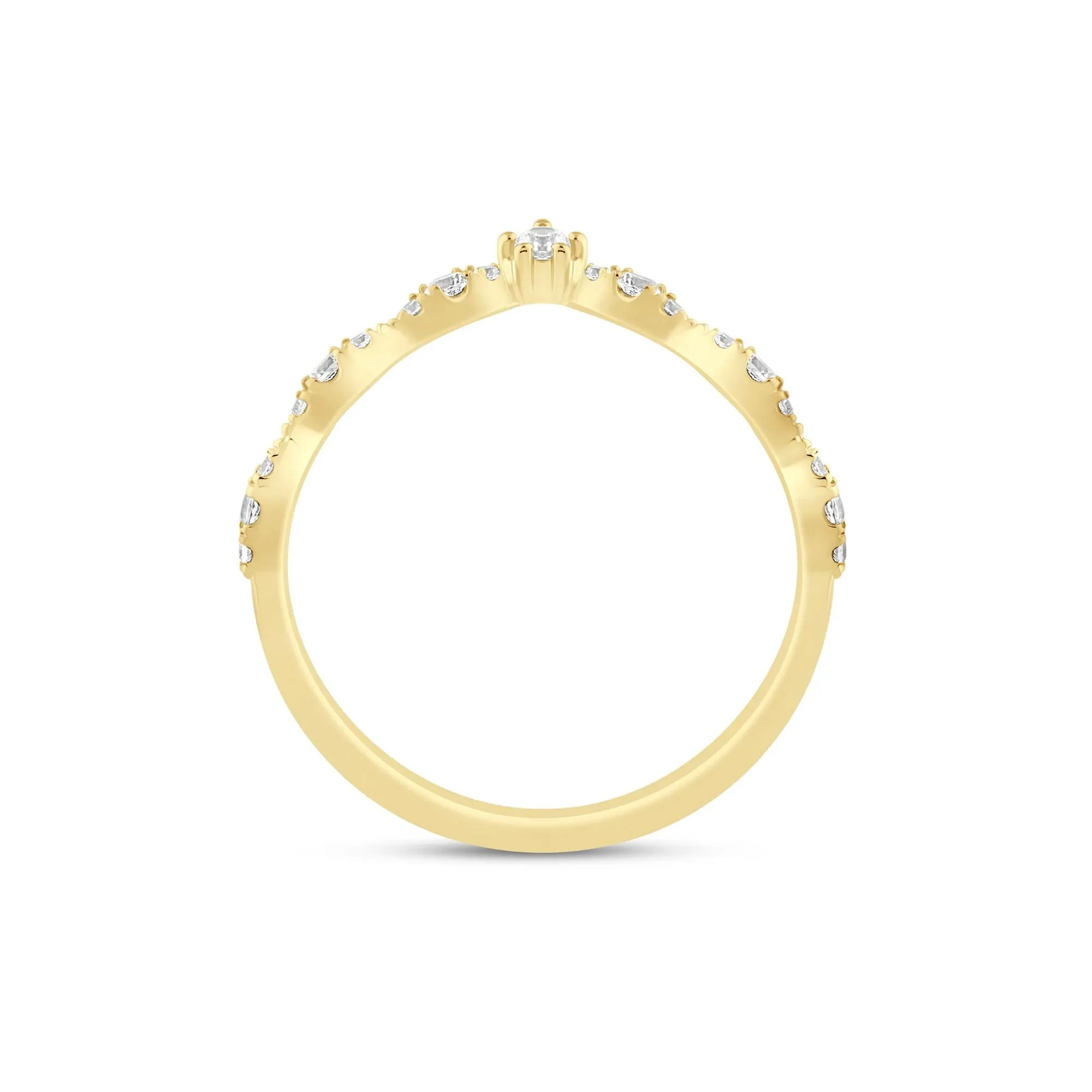 1/4 CT. Tw. Faux Marquise Diamond Chevron Band Ring 14K Yellow Gold Size 6.5 1mm - Image 2