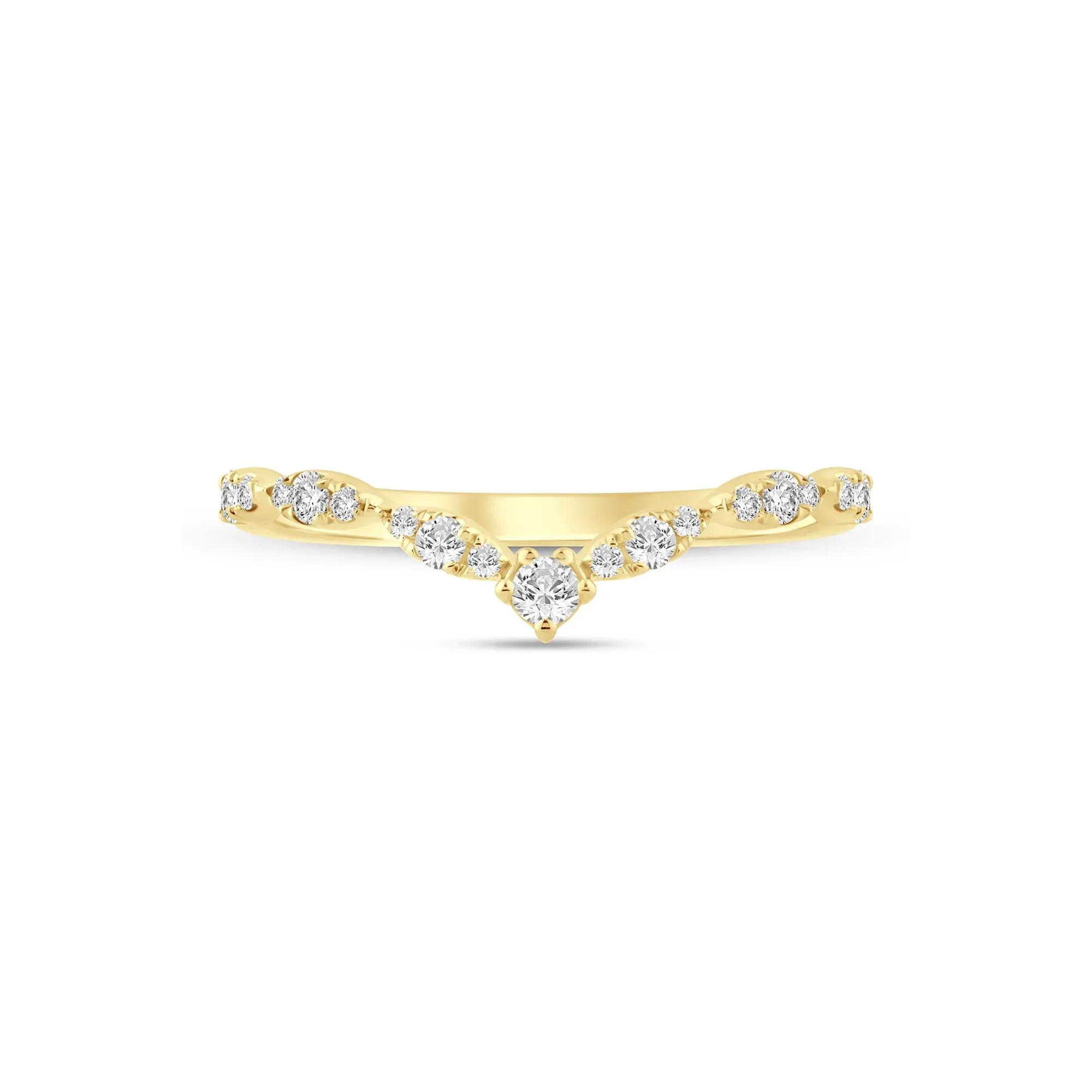 1/4 CT. Tw. Faux Marquise Diamond Chevron Band Ring 14K Yellow Gold Size 7 1mm
