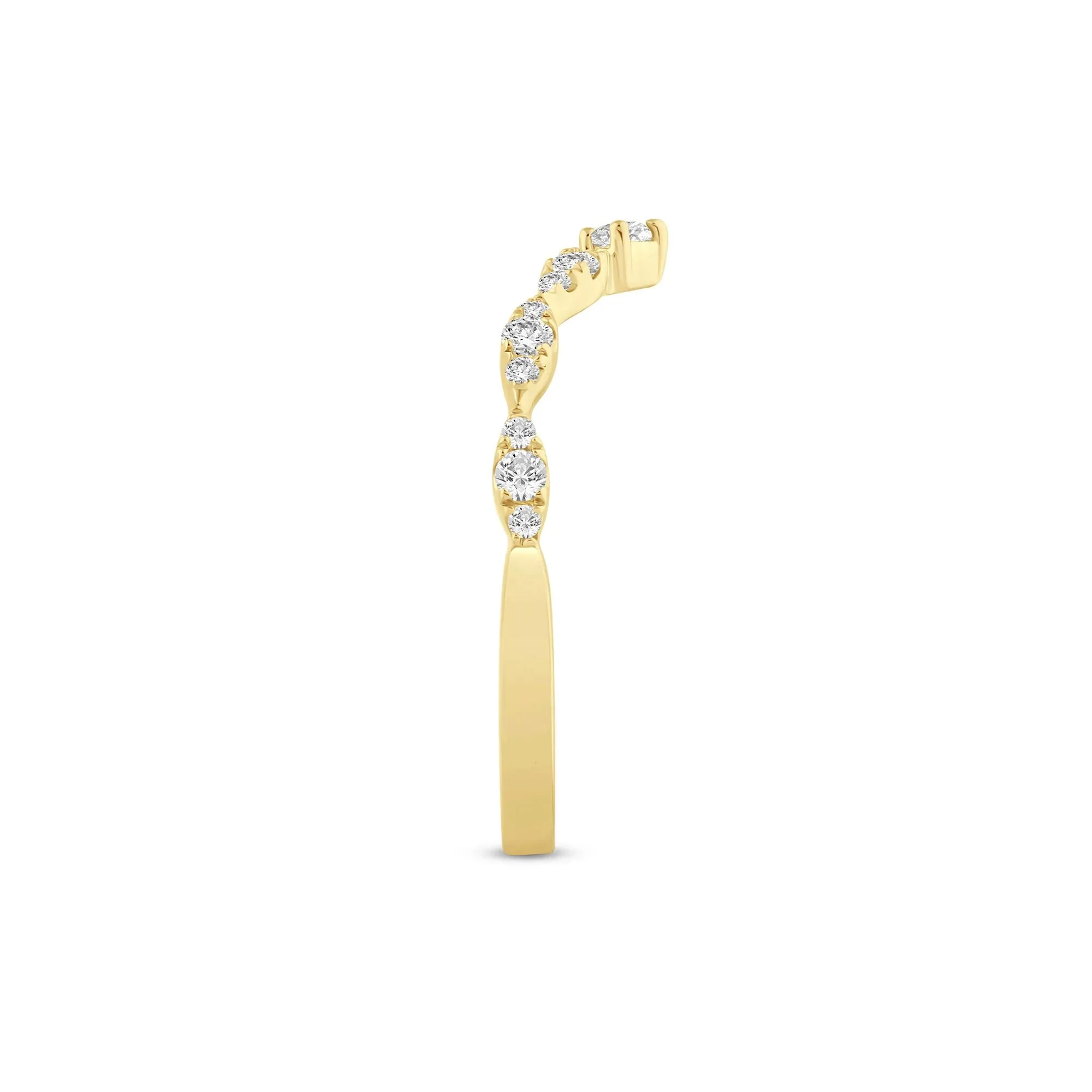 1/4 CT. Tw. Faux Marquise Diamond Chevron Band Ring 14K Yellow Gold Size 7.5 1mm - Image 3