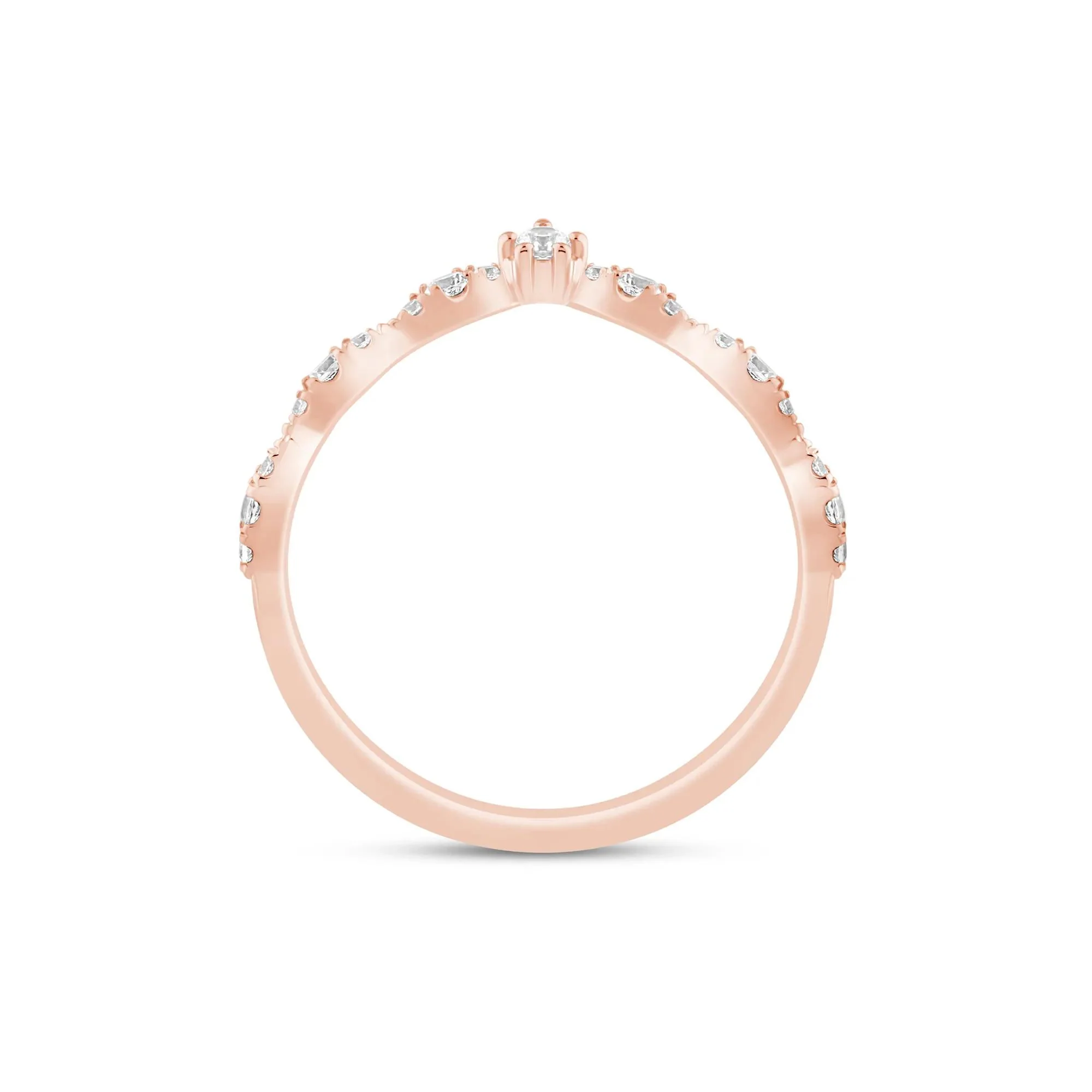 1/4 CT. Tw. Faux Marquise Diamond Chevron Band Ring 14K Rose Gold Size 5 1mm - Image 2