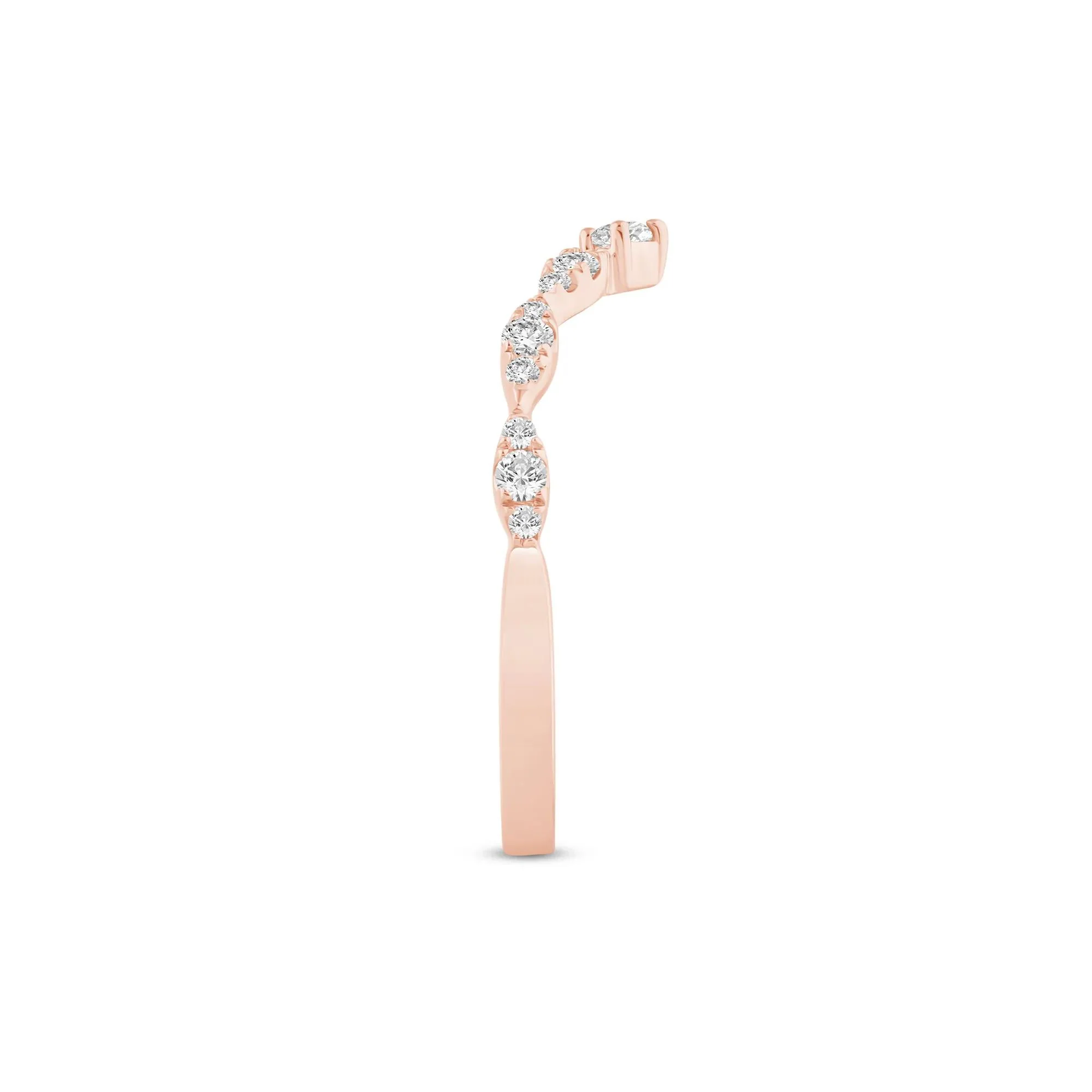1/4 CT. Tw. Faux Marquise Diamond Chevron Band Ring 14K Rose Gold Size 8.5 1mm - Image 3