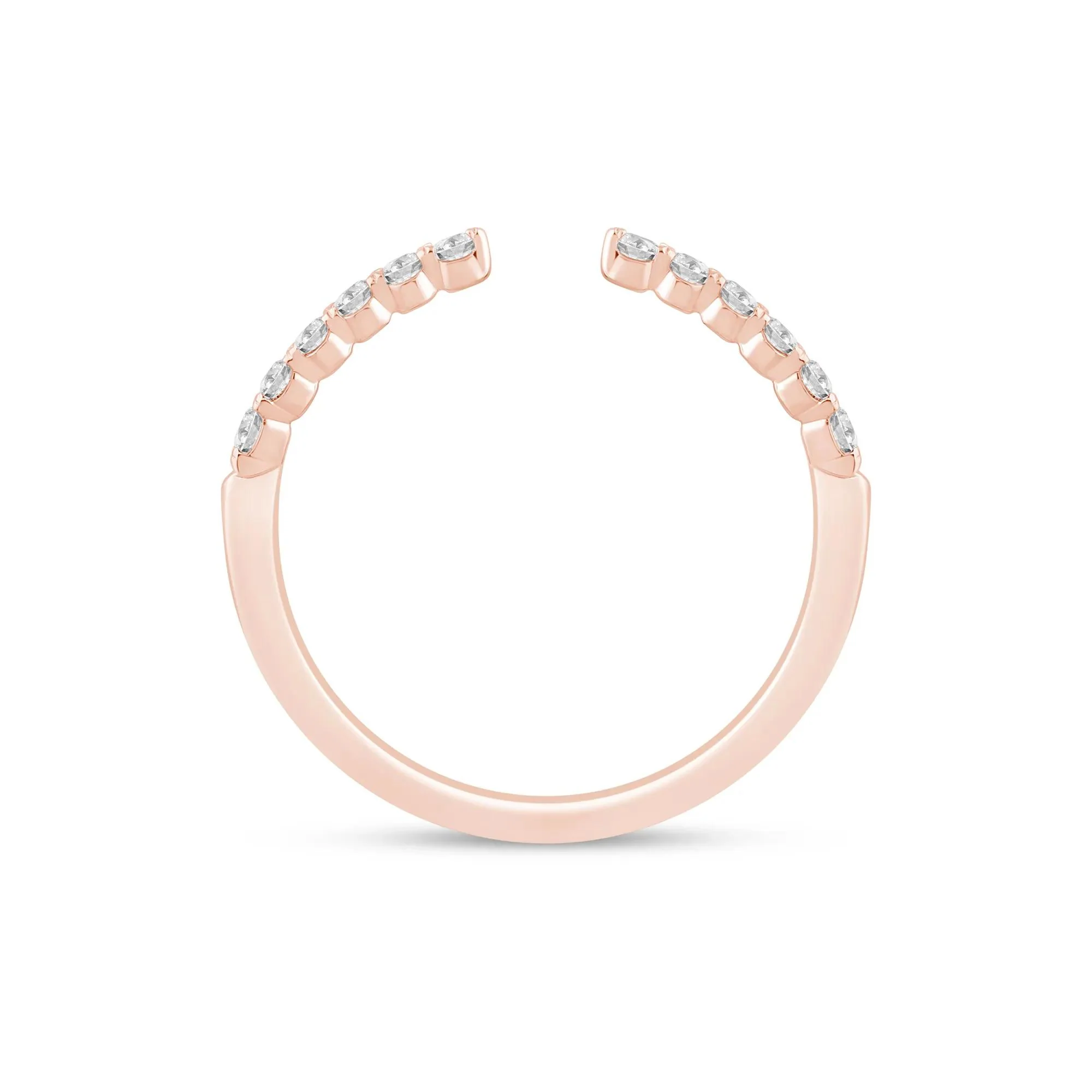 1/4 CT. Tw. Round Diamond Open Band Ring 14K Rose Gold Size 5 1mm - Image 2