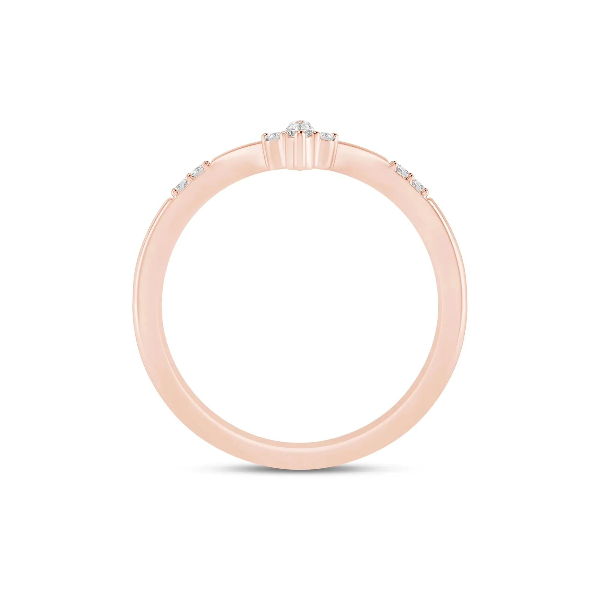 1/10 CT. Tw. Diamond Chevron Band Ring 14K Rose Gold Size 5 1mm - Image 2
