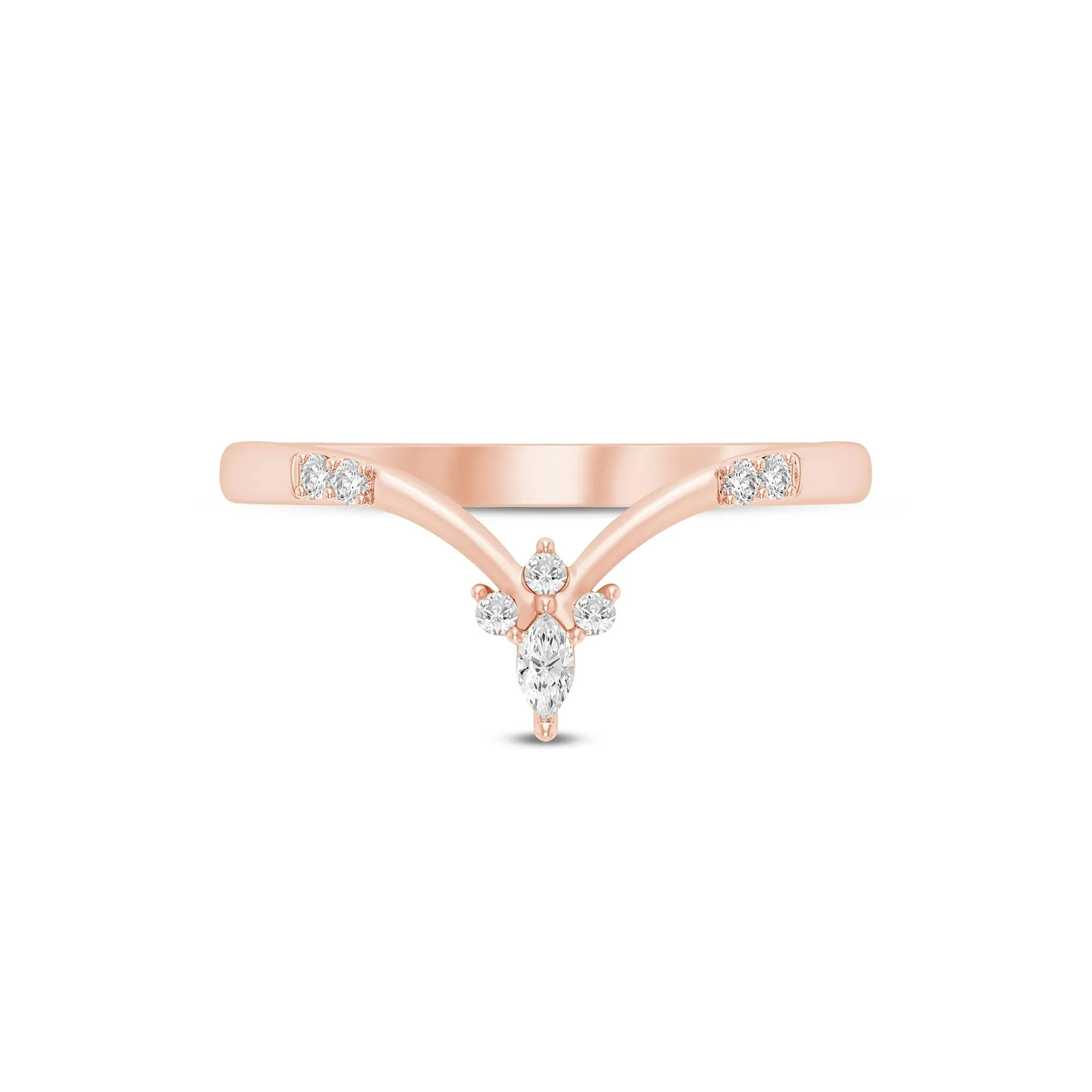 1/10 CT. Tw. Diamond Chevron Band Ring 14K Rose Gold Size 8.5 1mm