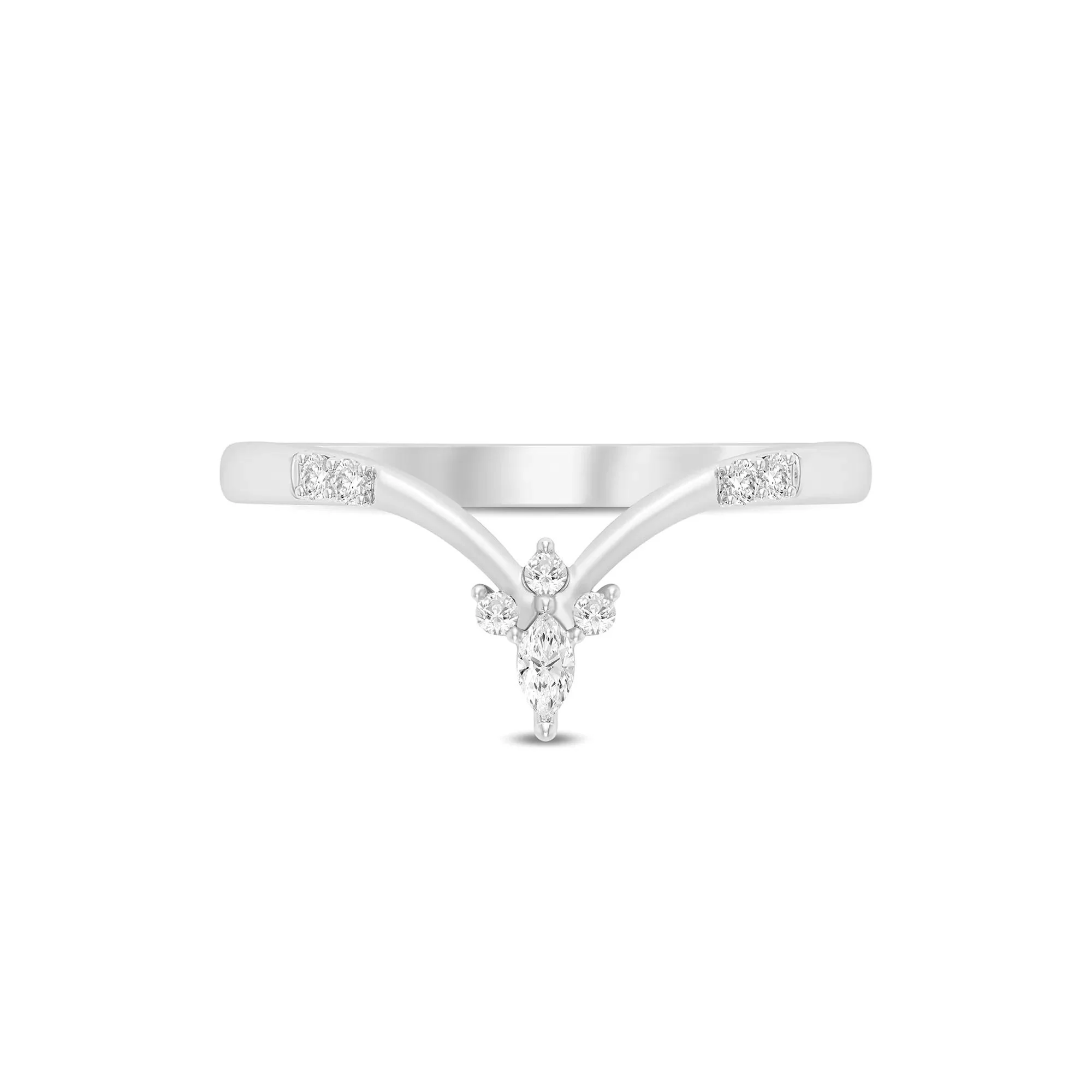 1/10 CT. Tw. Diamond Chevron Band Ring 14K White Gold Size 7 1mm