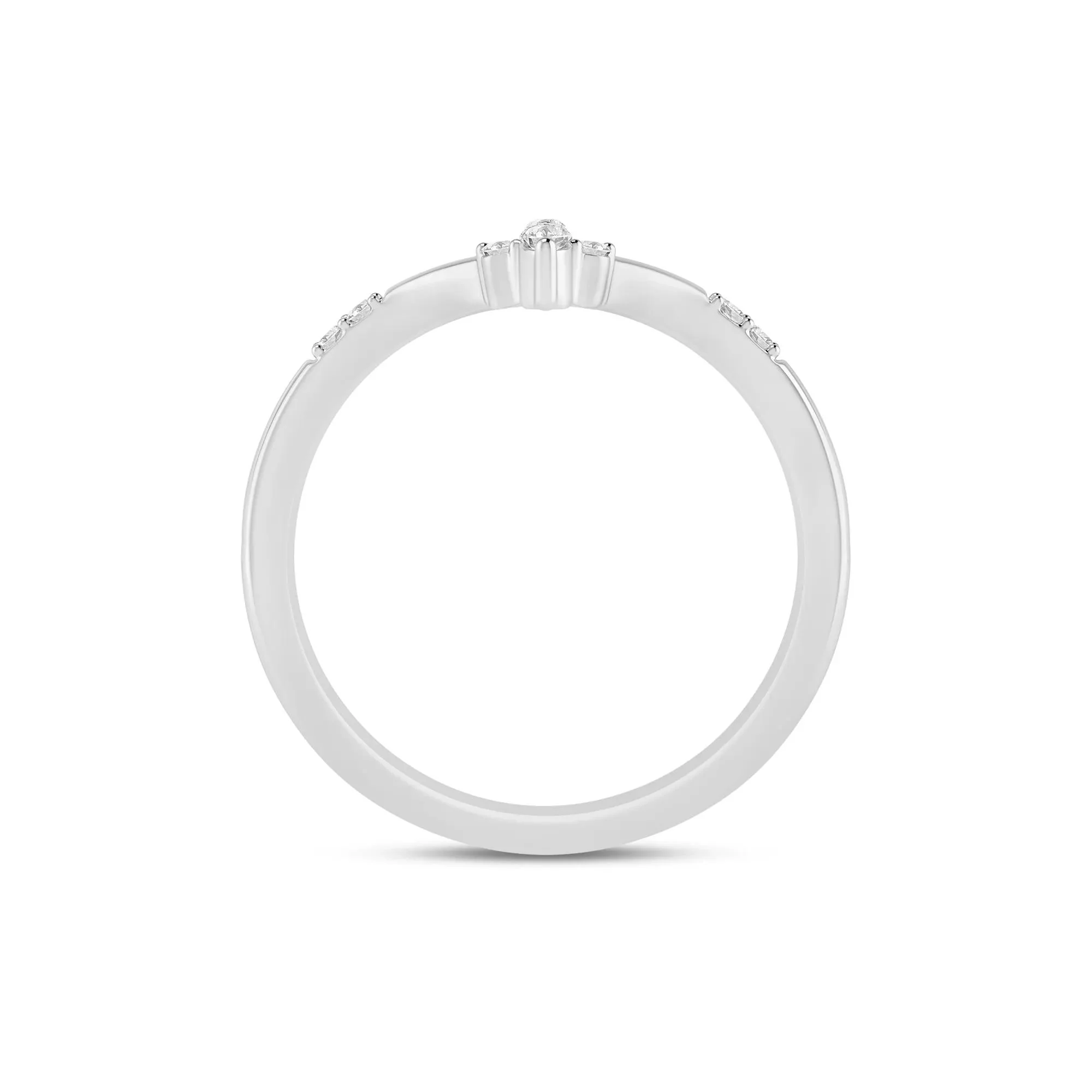 1/10 CT. Tw. Diamond Chevron Band Ring 14K White Gold Size 8 1mm - Image 2